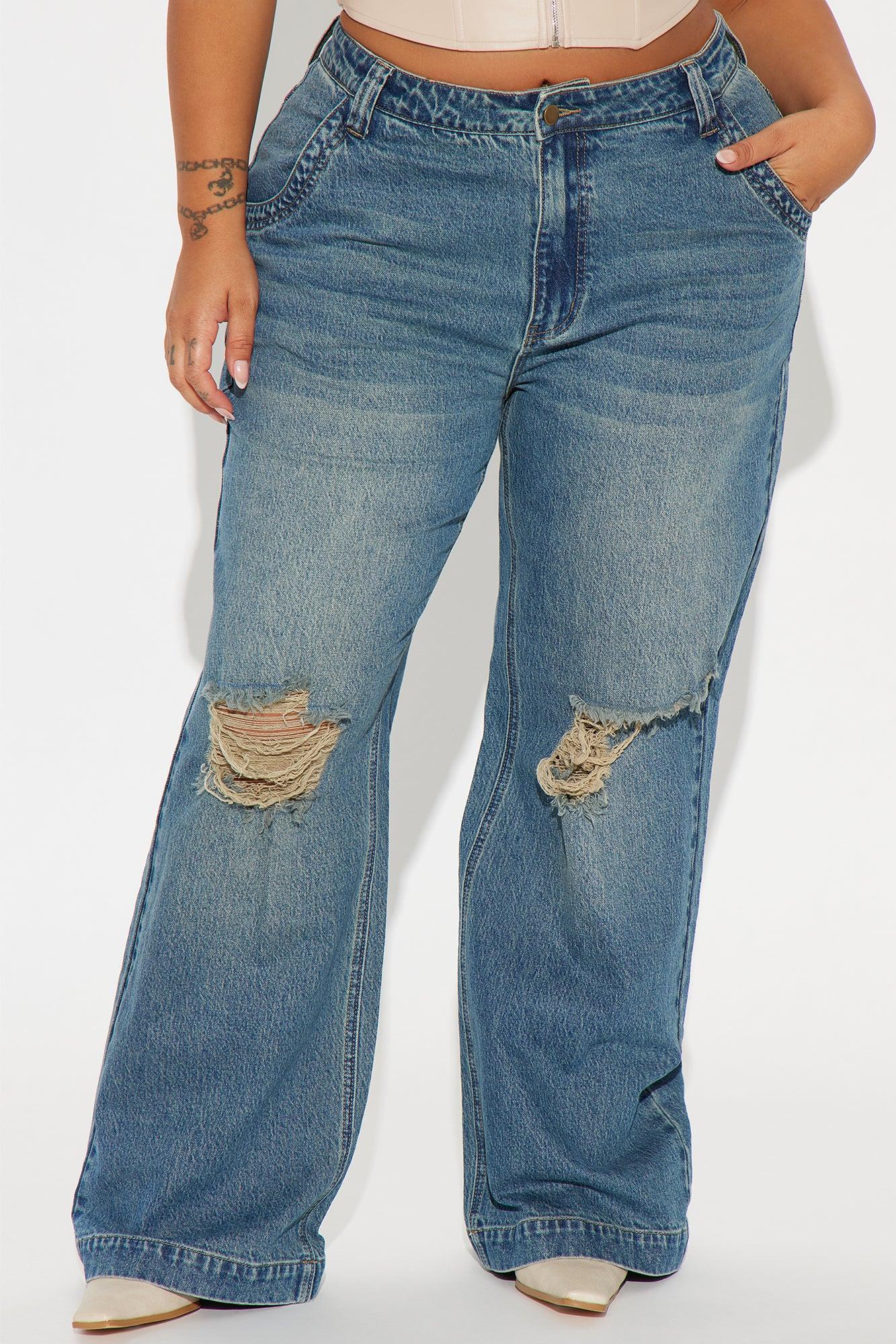 How It Goes Ripped Wide Leg Jeans - Vintage Wash Product Image