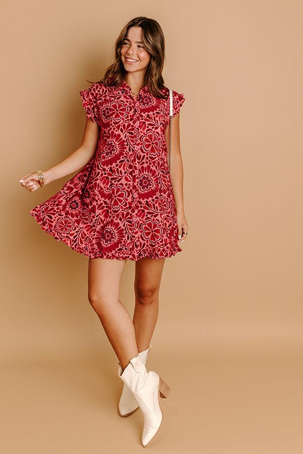 Rose Sangria Floral Mini Dress Product Image