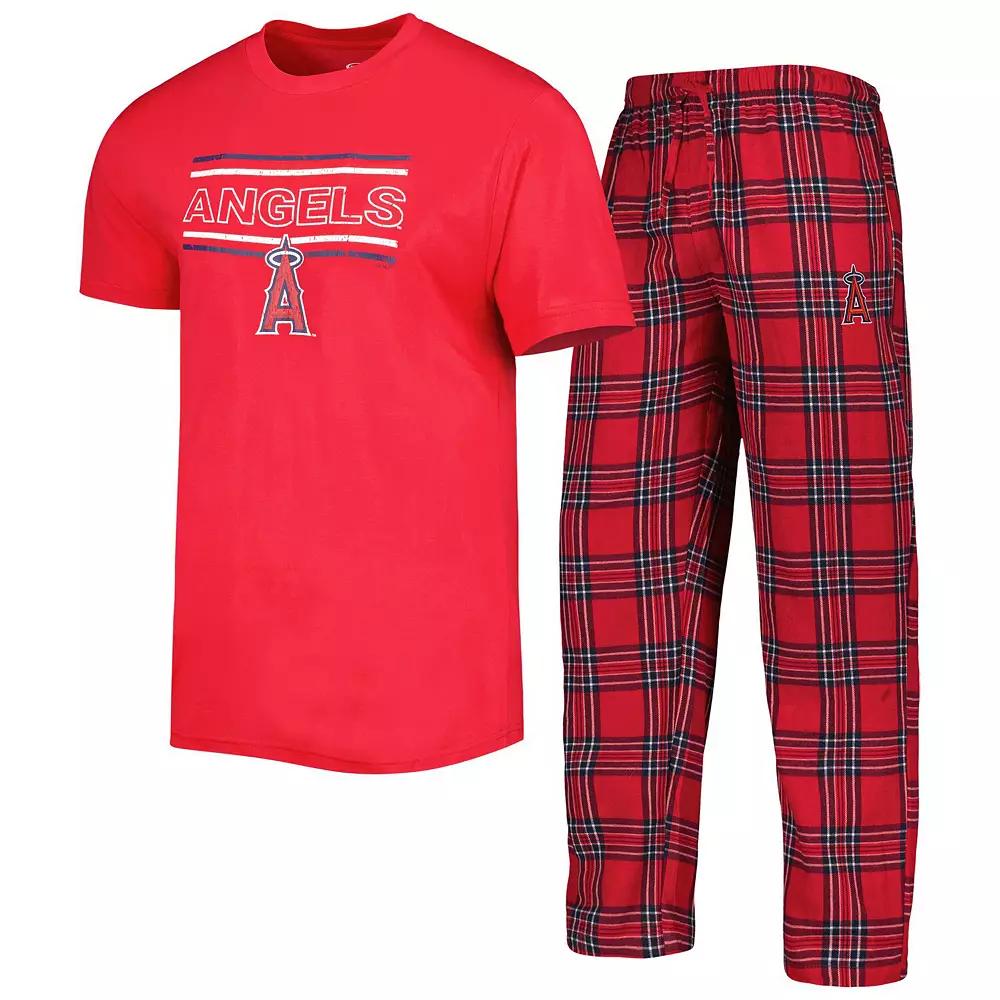 Men's Concepts Sport Red/Navy Los Angeles Angels Badge T-Shirt & Pants Sleep Set,  Product Image