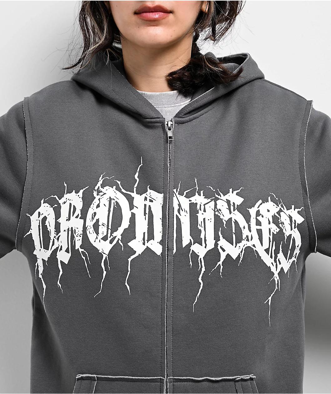 Broken Promises Shocked Horn Grey Zip Hoodie Product Image