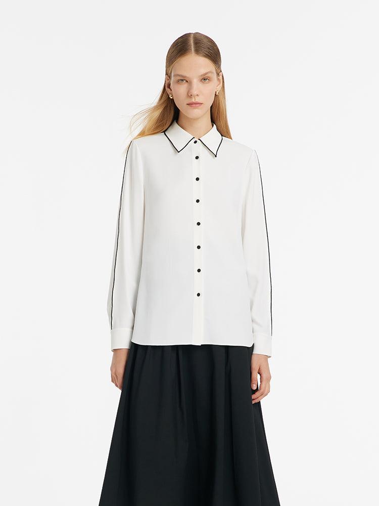 Contrast Trim Commute Women Shirt Product Image