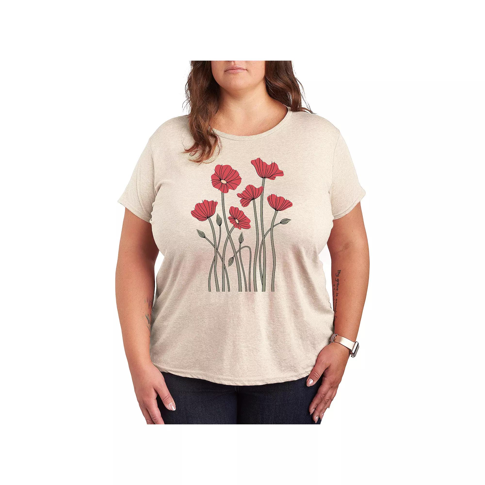 Plus Abstract Poppies Graphic Tee, Women's,  Product Image
