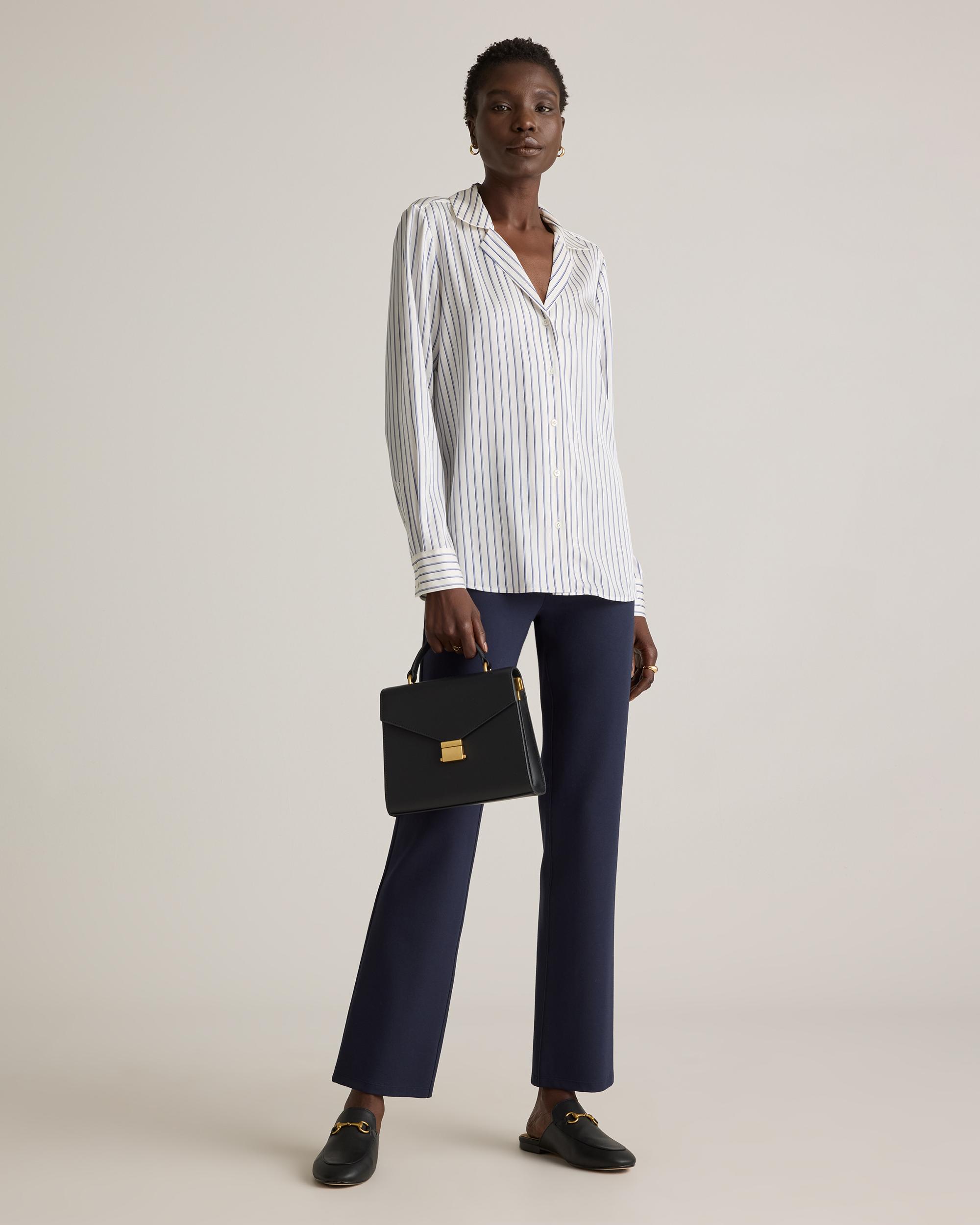 Quince | Women's Washable Stretch Silk Notch Collar Blouse Product Image