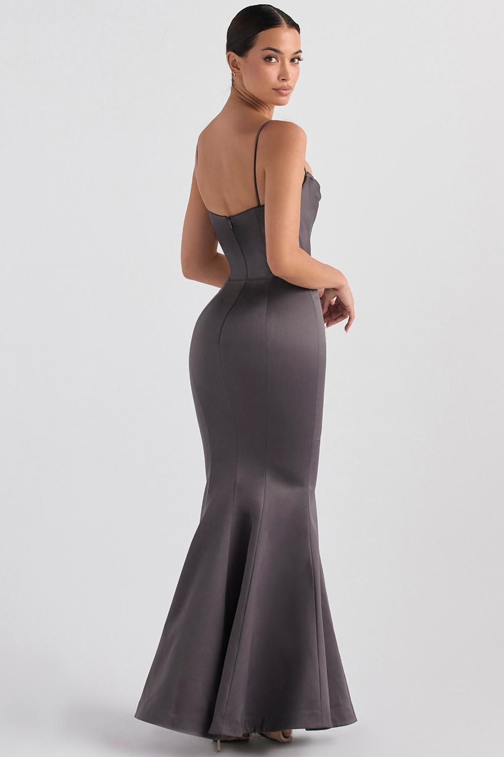 Violette  shadow satin fishtail gown Product Image