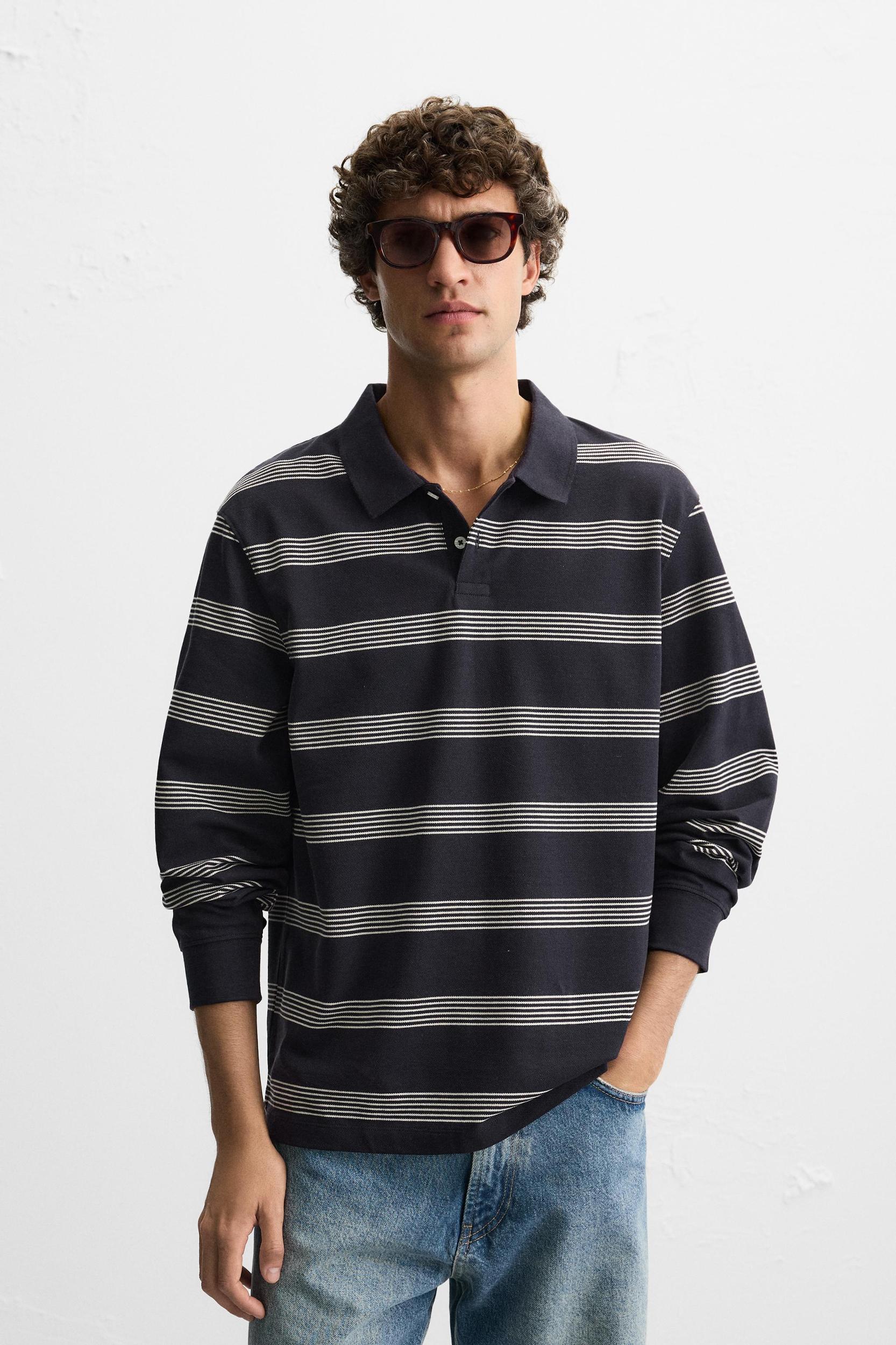 STRIPED PIQUÉ POLO SHIRT Product Image