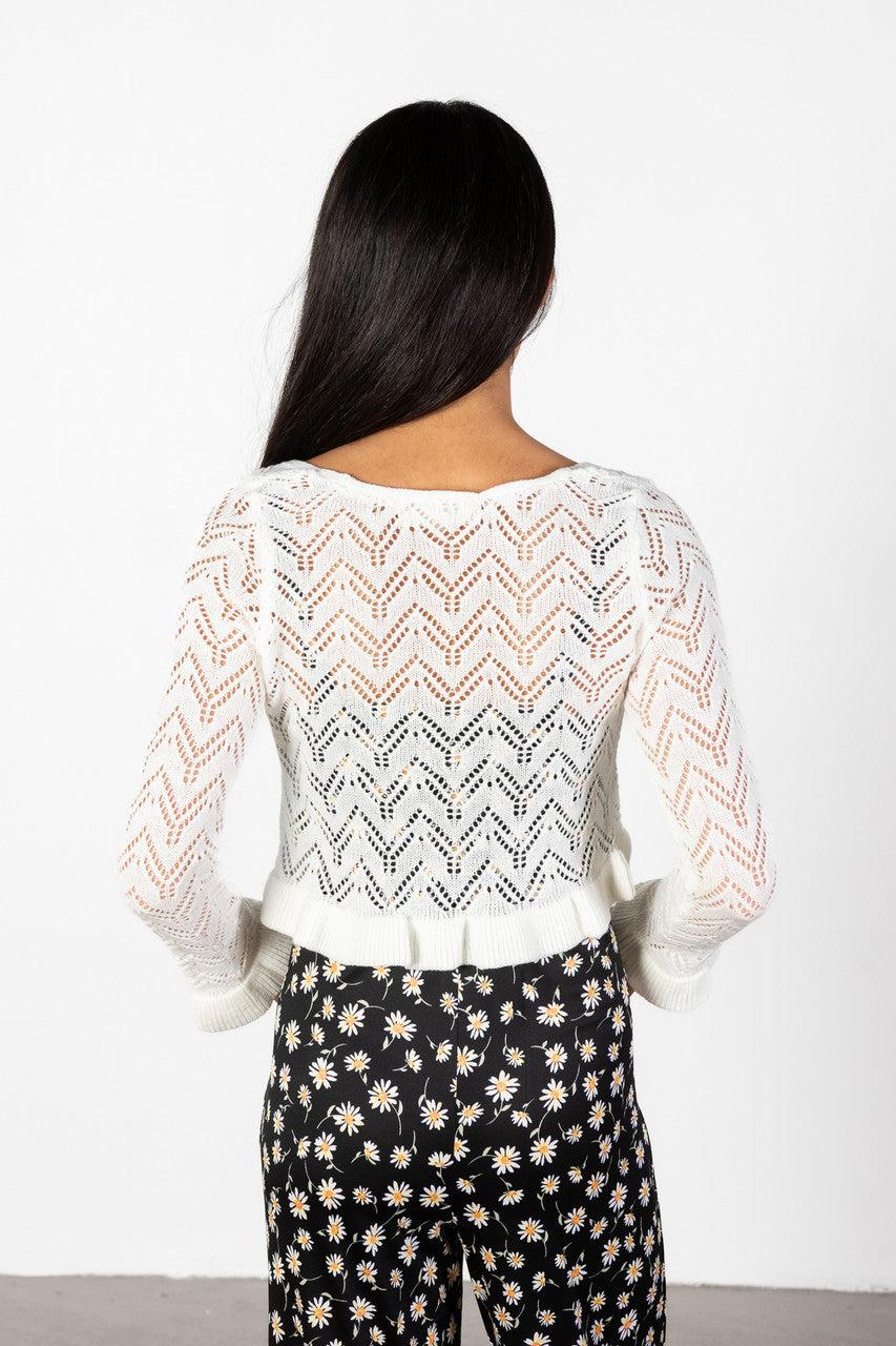 Tie Front Pointelle Cardigan Product Image