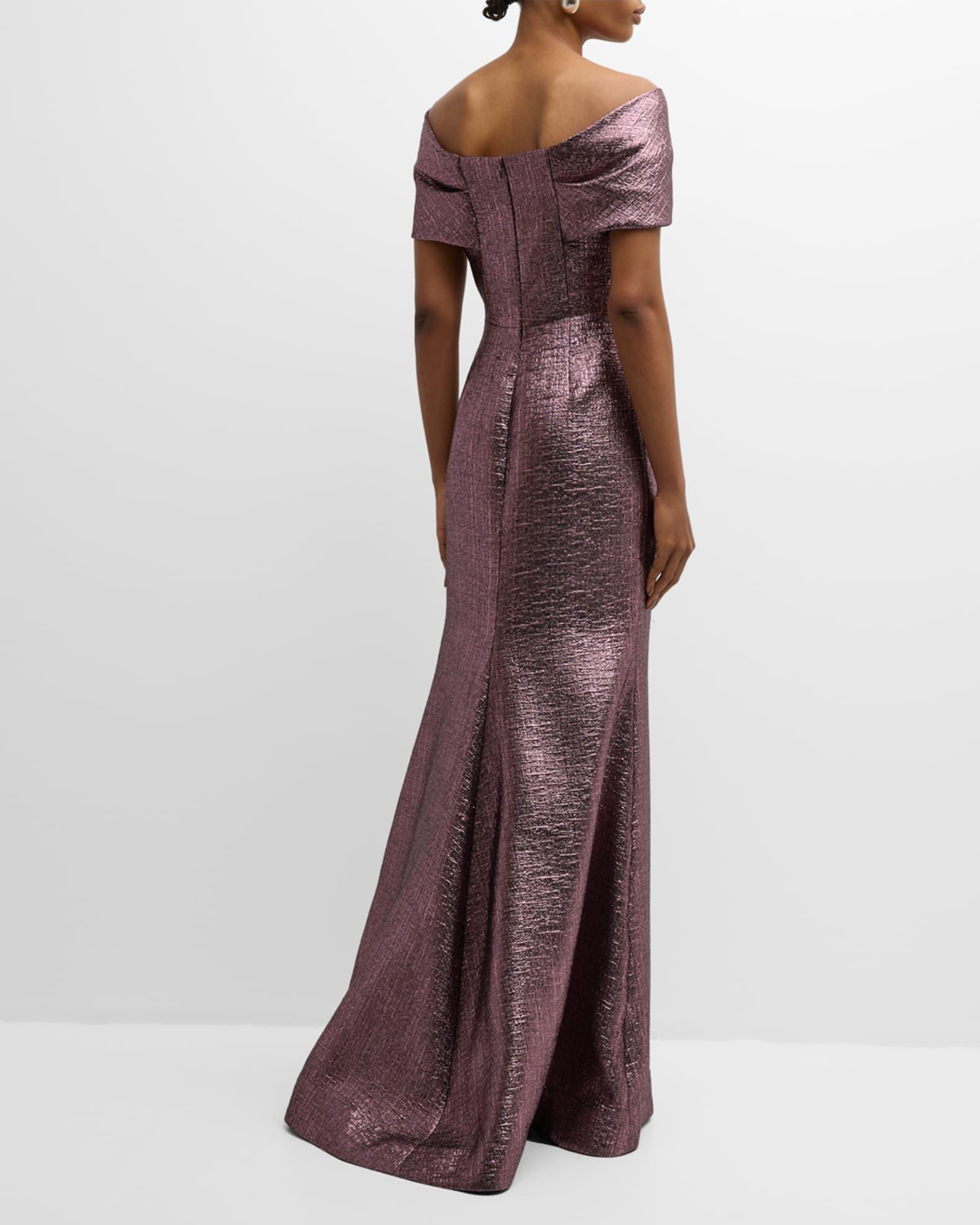 Off-Shoulder Metallic Jacquard Mermaid Gown Product Image