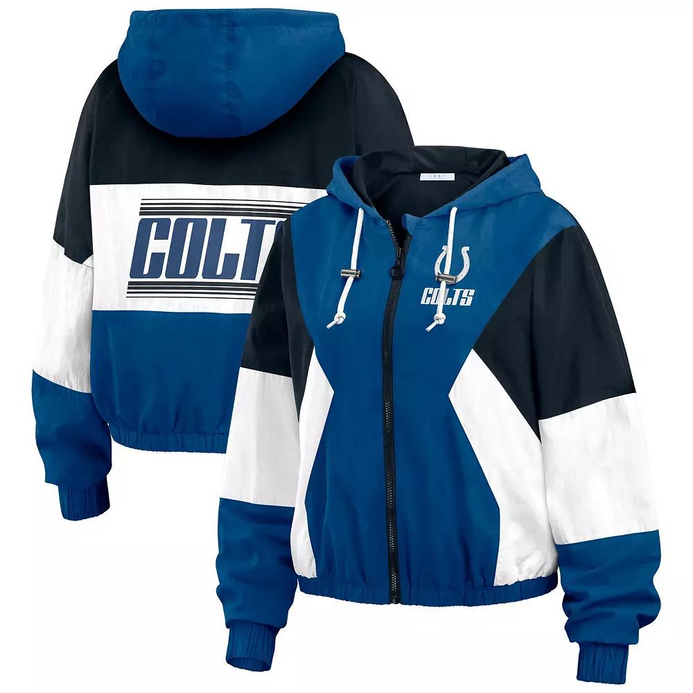 Women's WEAR by Erin Andrews Blue Indianapolis Colts Plus Size Color Block Full-Zip Windbreaker Jacket, Size: 1XL Product Image