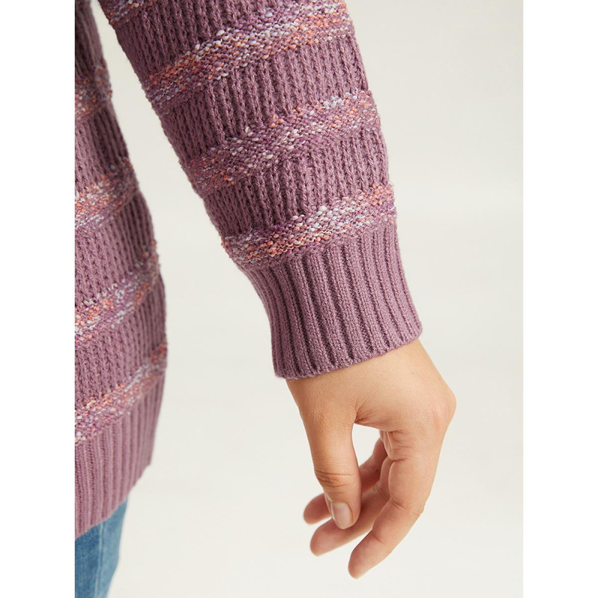 Plus Size Contrast Drop Shoulder Button Through Cardigan Mauve Women Casual Loose Long Sleeve Dailywear Cardigans BloomChic 30/6X Product Image