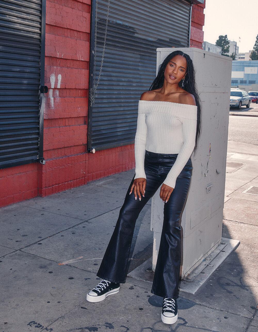 DAZE Go Getter Womens Coated Flare Pants - BLACK Product Image