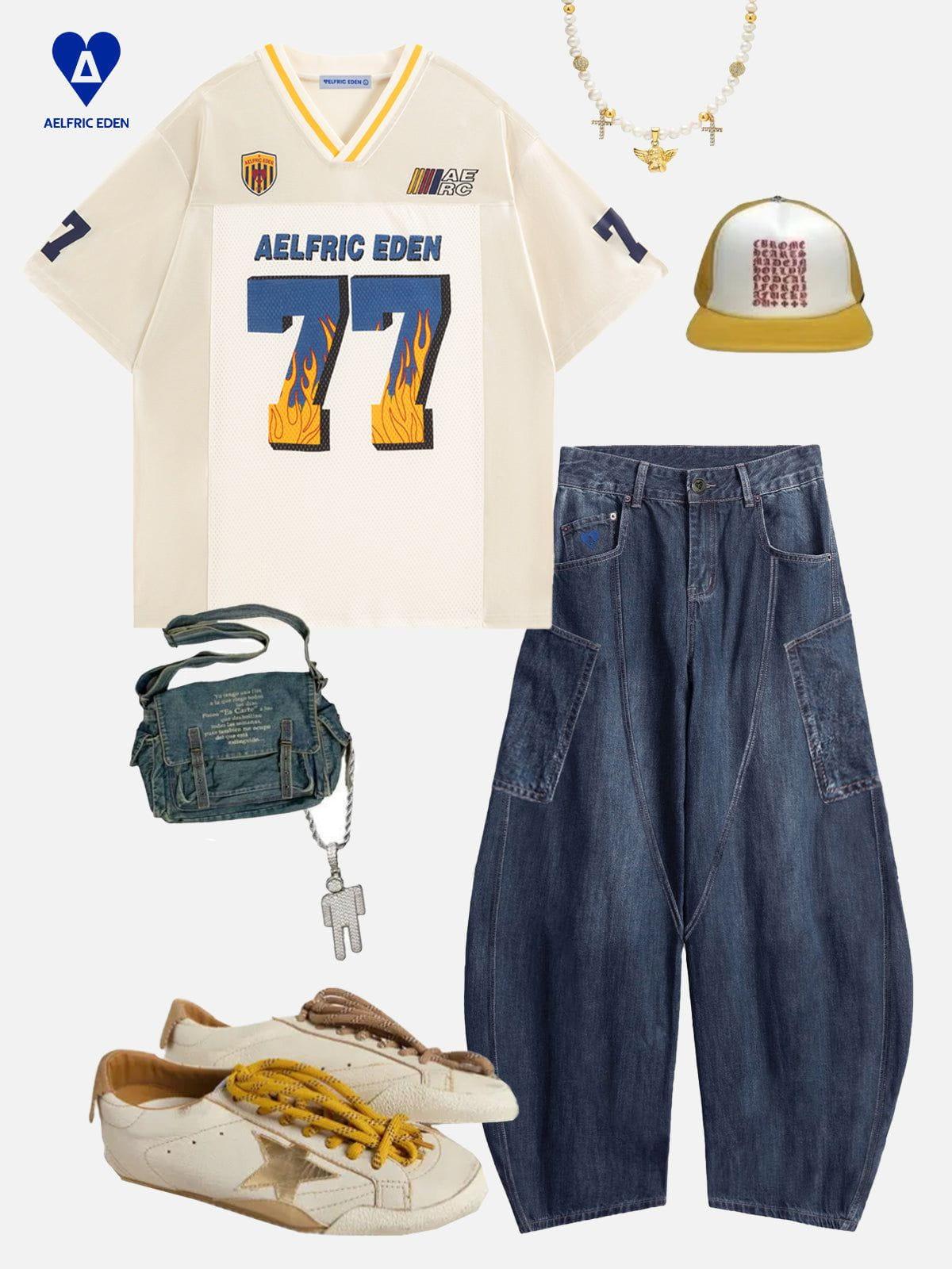 Aelfric Eden Mesh Flame 77 V-Neck Football Jersey Product Image