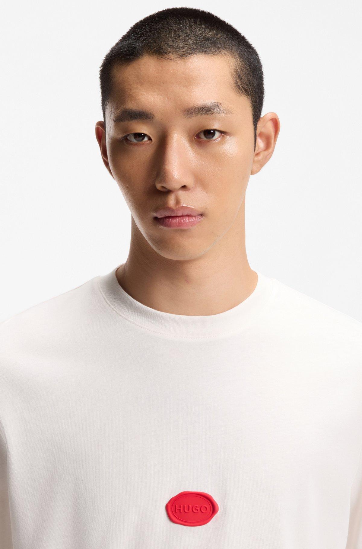 Cotton-jersey T-shirt with wax-stamp logo Product Image