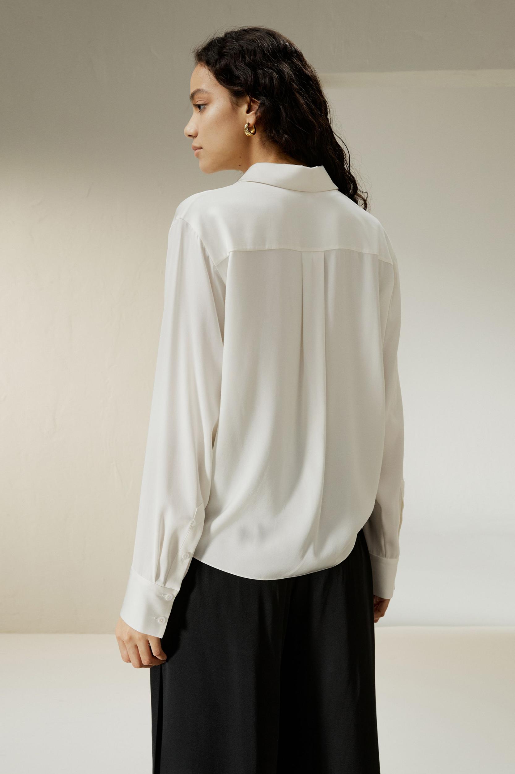 Hem Pleated Silk Blouse Product Image