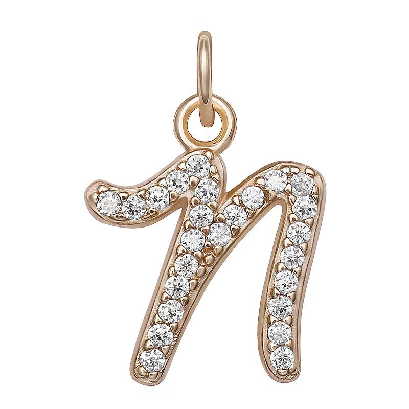 LC Lauren Conrad Sterling Silver Cubic Zirconia Initial Charm, Womens, Gold Tone O Product Image