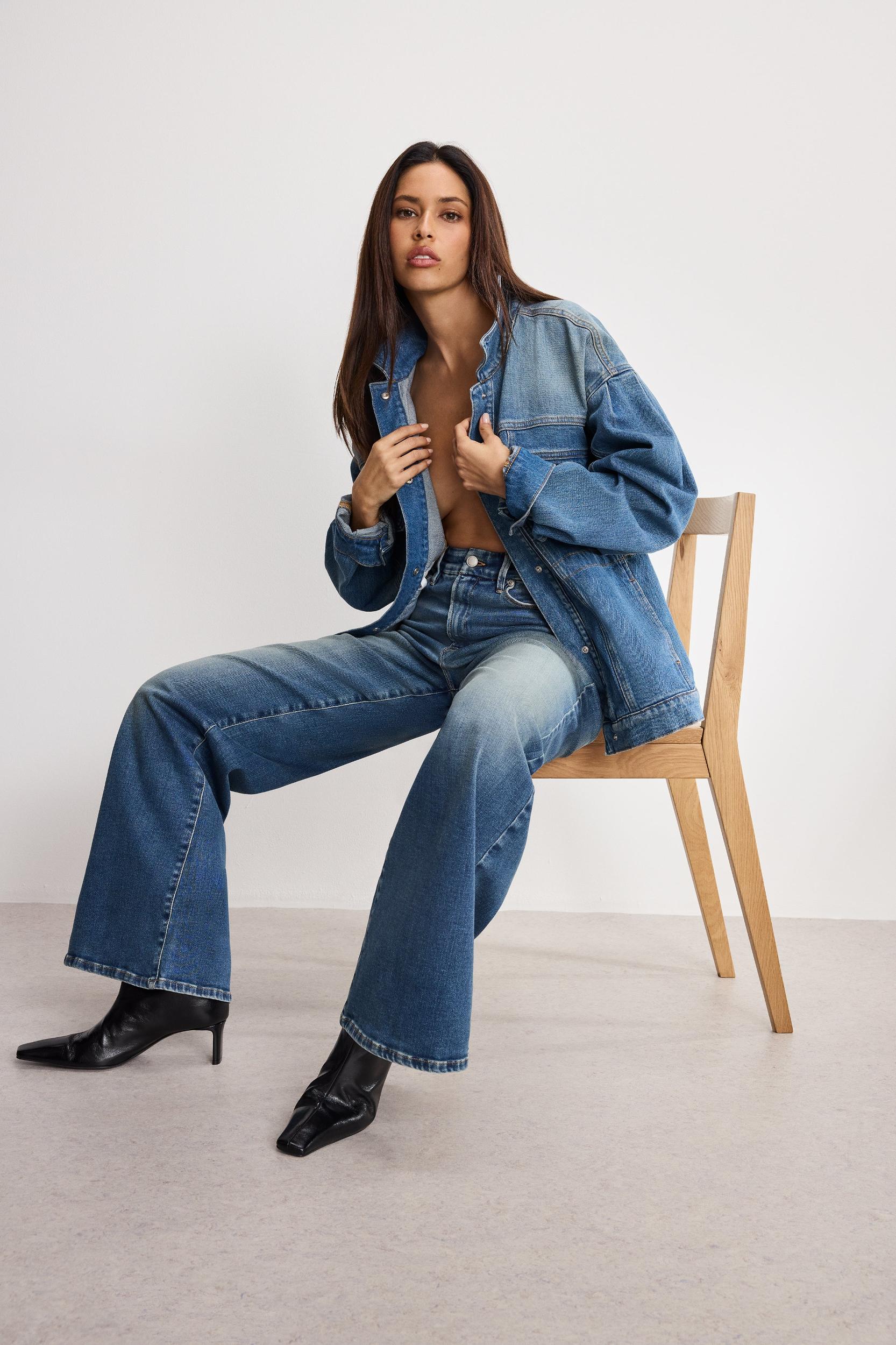 SOFT TECH GOOD WAIST PALAZZO JEANS | INDIGO986 Product Image