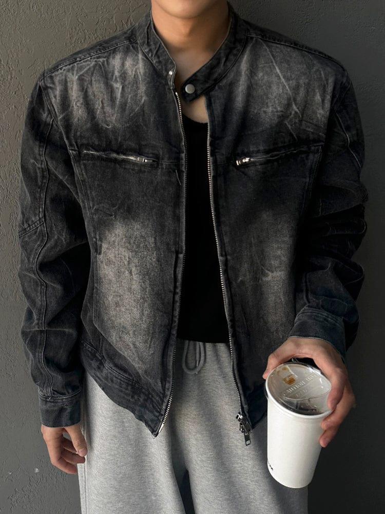 RT No. 12411 WASHED BLACK BIKER DENIM JK Product Image