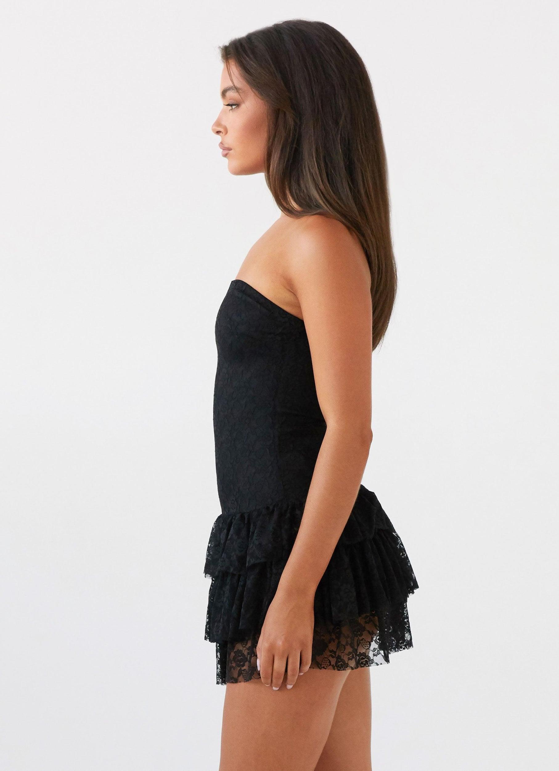 Posie Lace Tube Mini Dress - Black Product Image