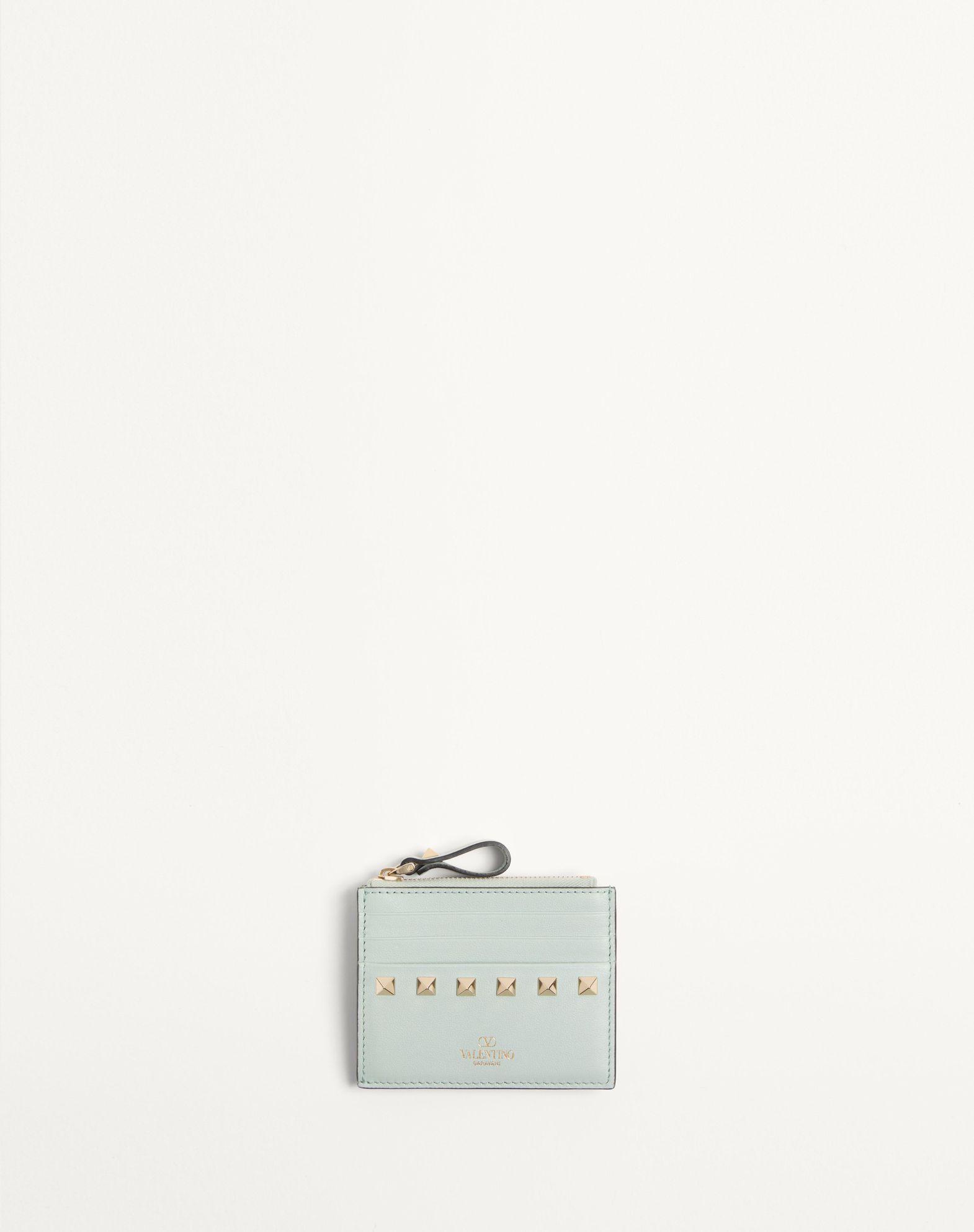 Rockstud Calfskin Cardholder With Zipper Product Image