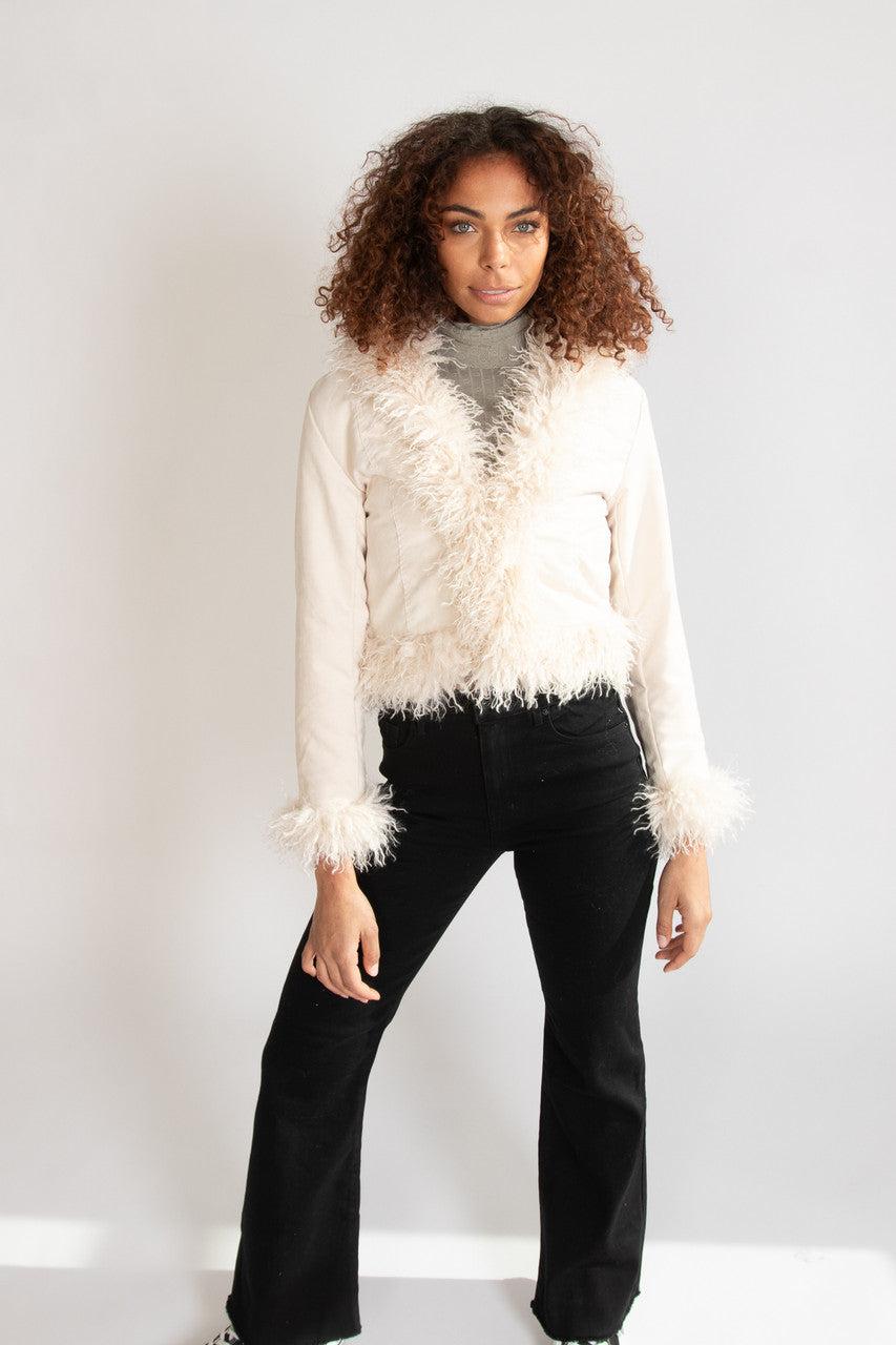 Fur Trim Suede Jacket Product Image