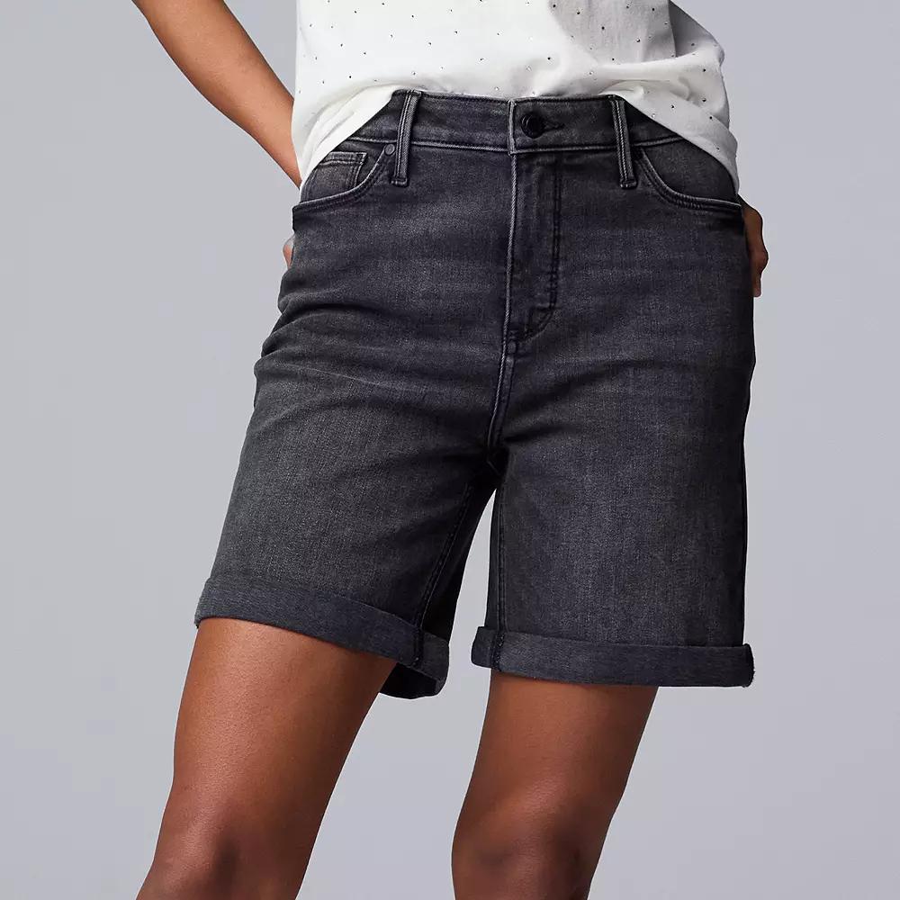 Women's Simply Vera Vera Wang High-Waisted 7" Bermuda Denim Shorts, Size: 12, Kris Product Image