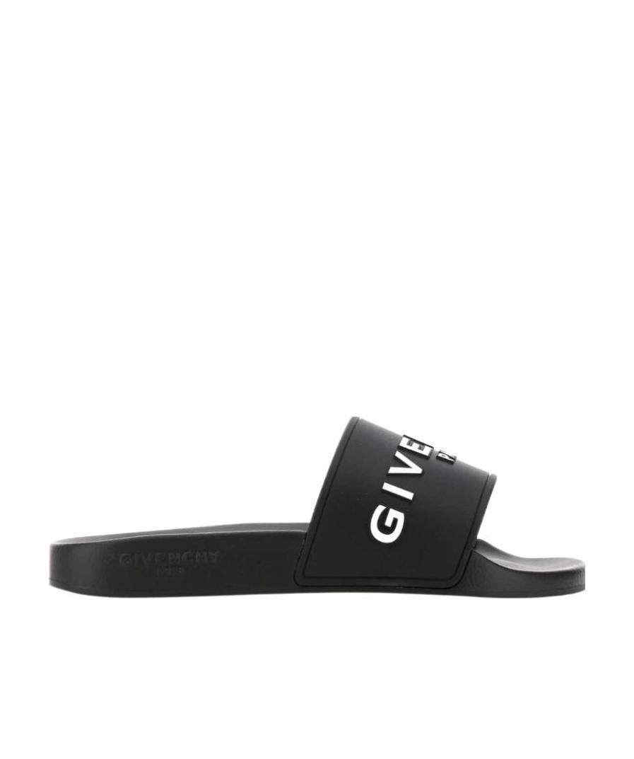 Black Logo-Print Pool Slides Product Image