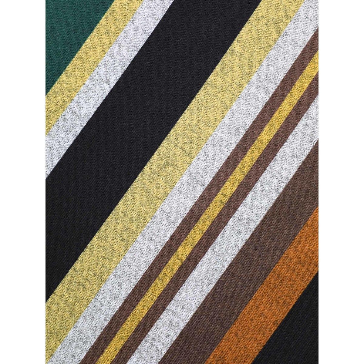 Plus Size Colored Striped Crew Neck T-shirt Multicolor Women Casual Contrast Round Neck Loose Everyday T-shirts BloomChic 28/5X Product Image