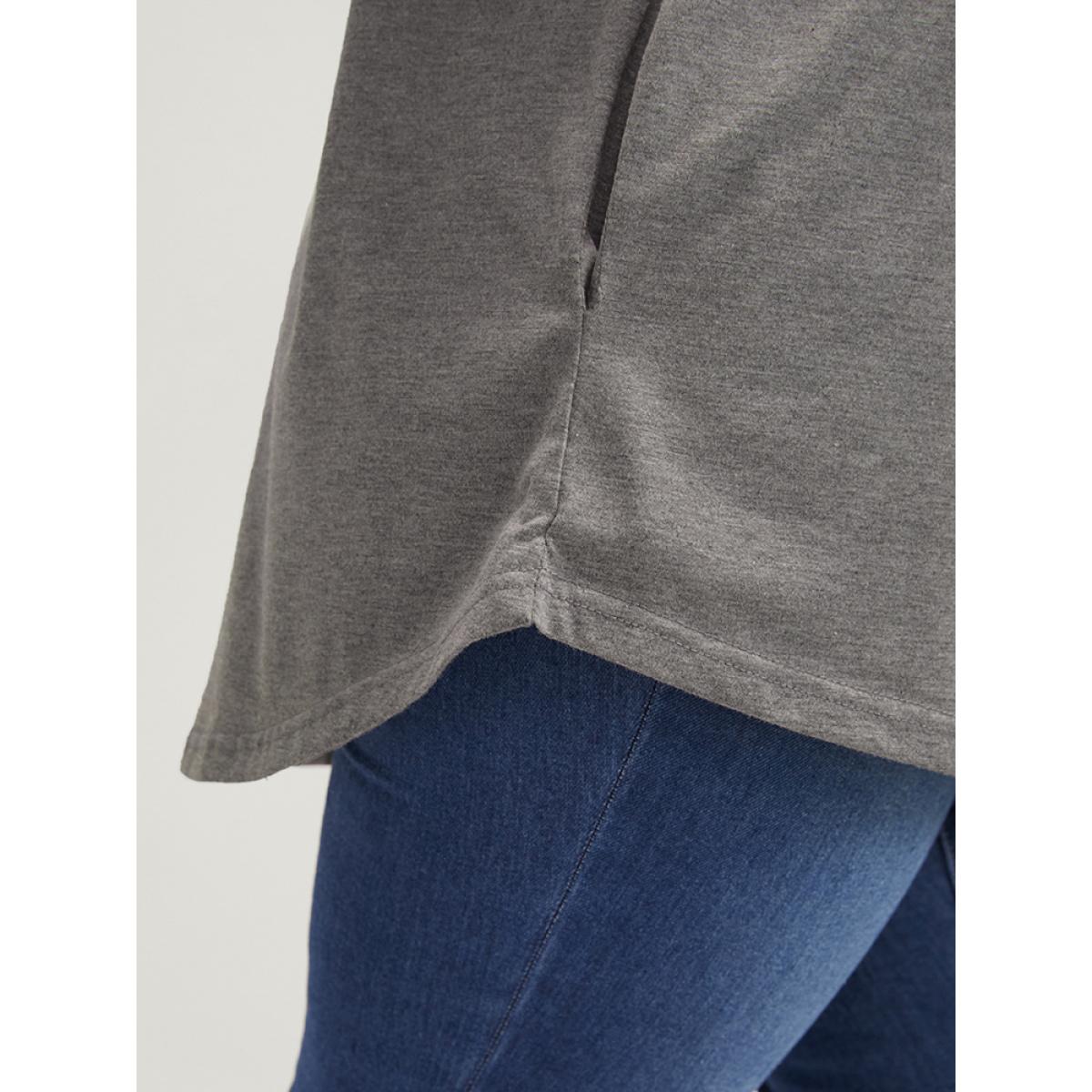 Plus Size Leopard Contrast Drop Shoulder Sweatshirt Women DimGray Casual Patchwork Round Neck Dailywear Sweatshirts BloomChic 10/M Product Image