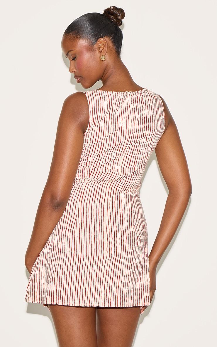 Red Striped Boat Neck Dress Product Image