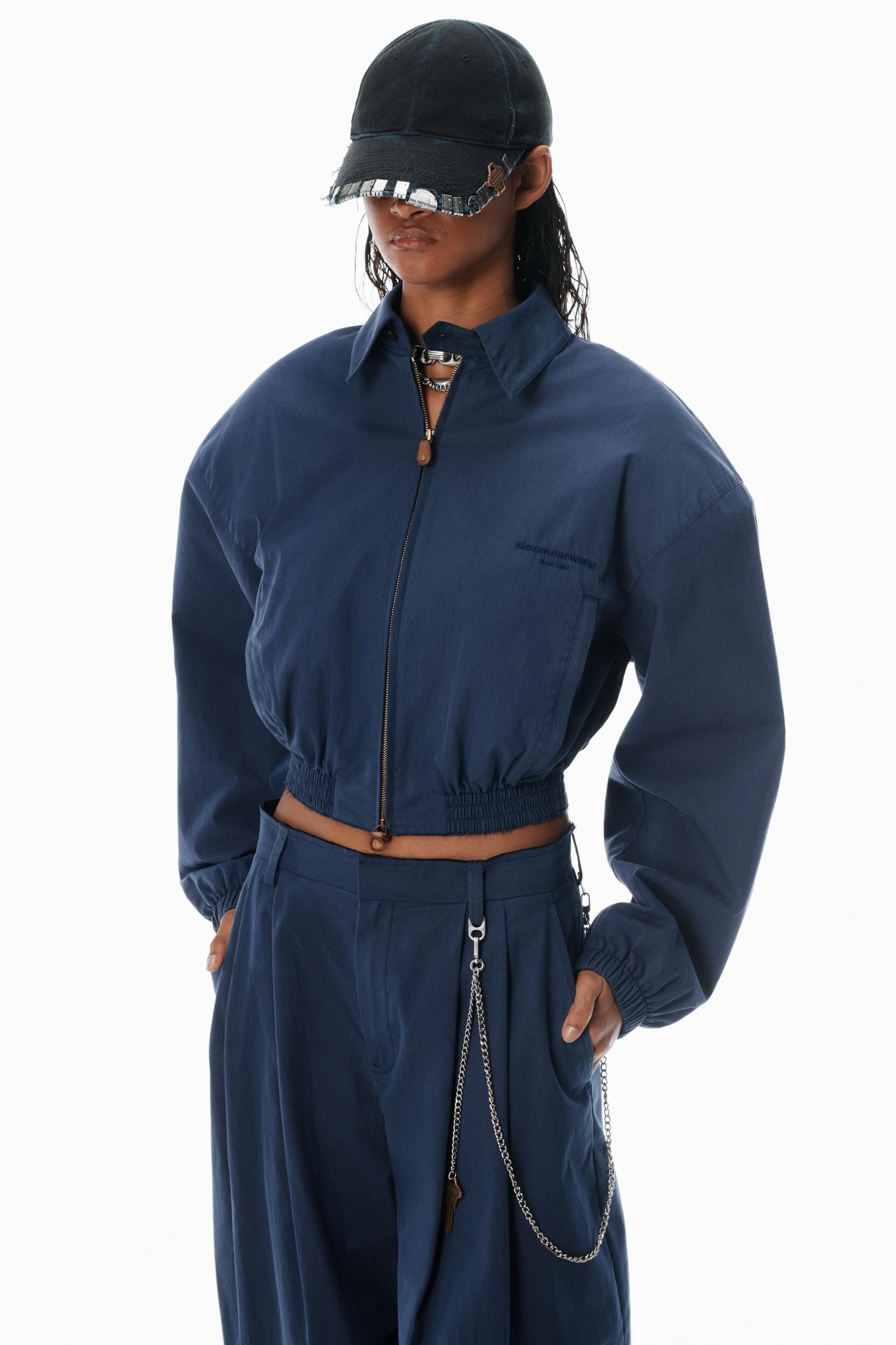 Blue Cotton-blend Harrington Jacket Product Image