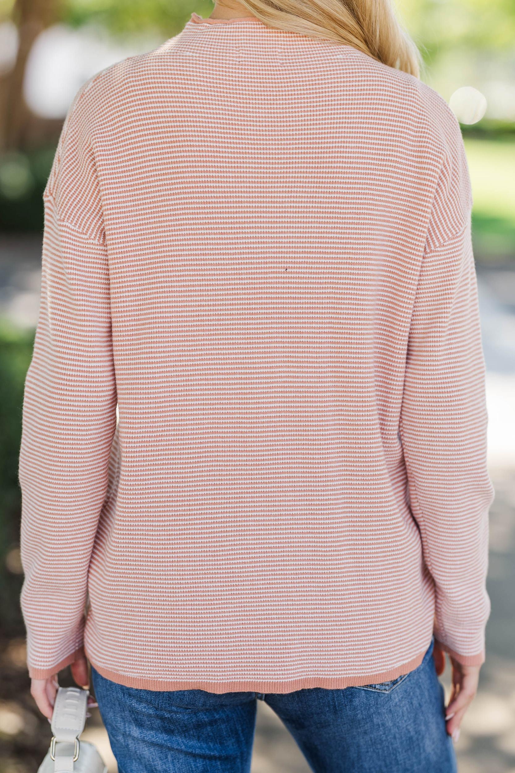 What A Treat Mauve Pink Striped Sweater Female Product Image
