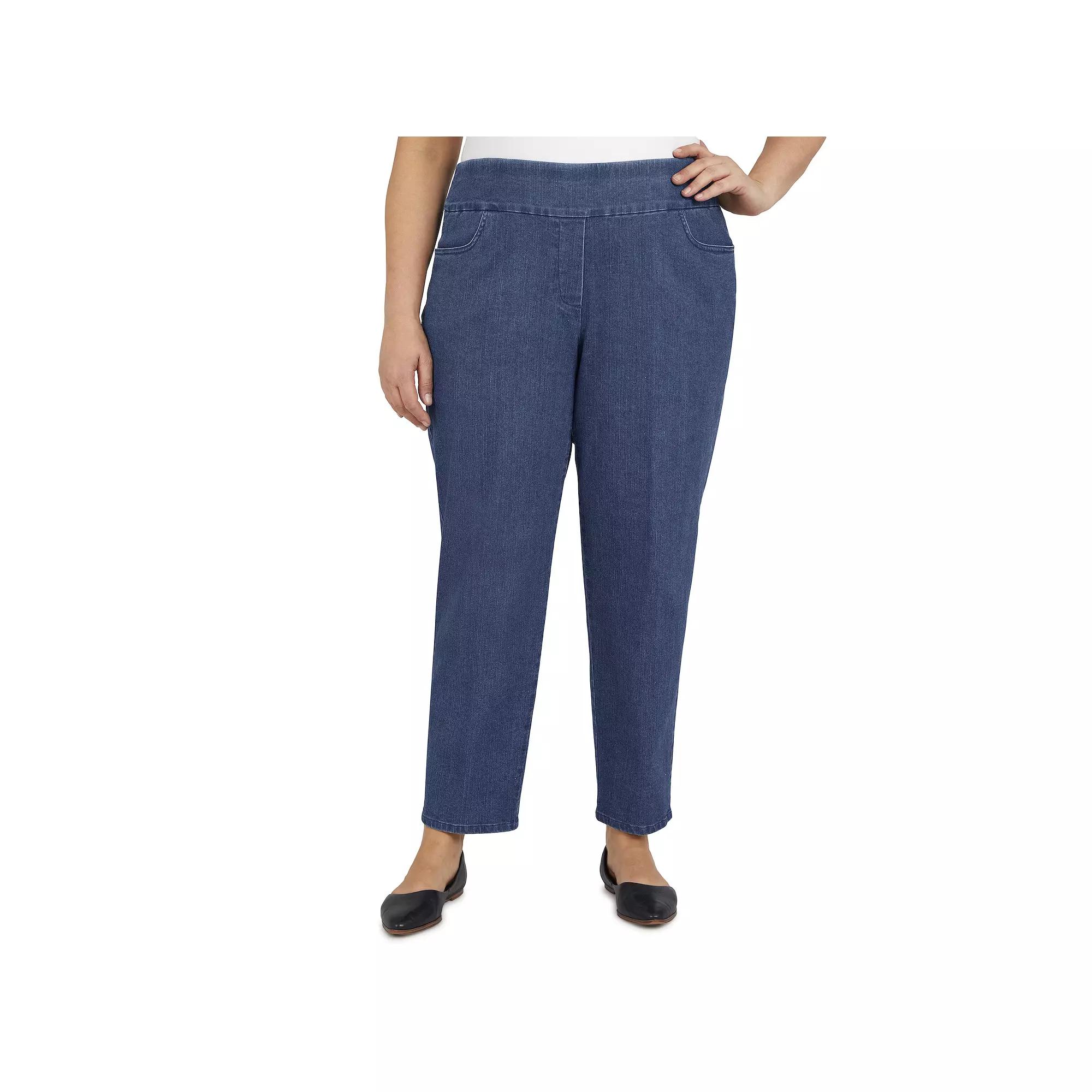 Plus Size Alfred Dunner Classics Pull-On Straight-Leg Denim Pants, Womens Product Image
