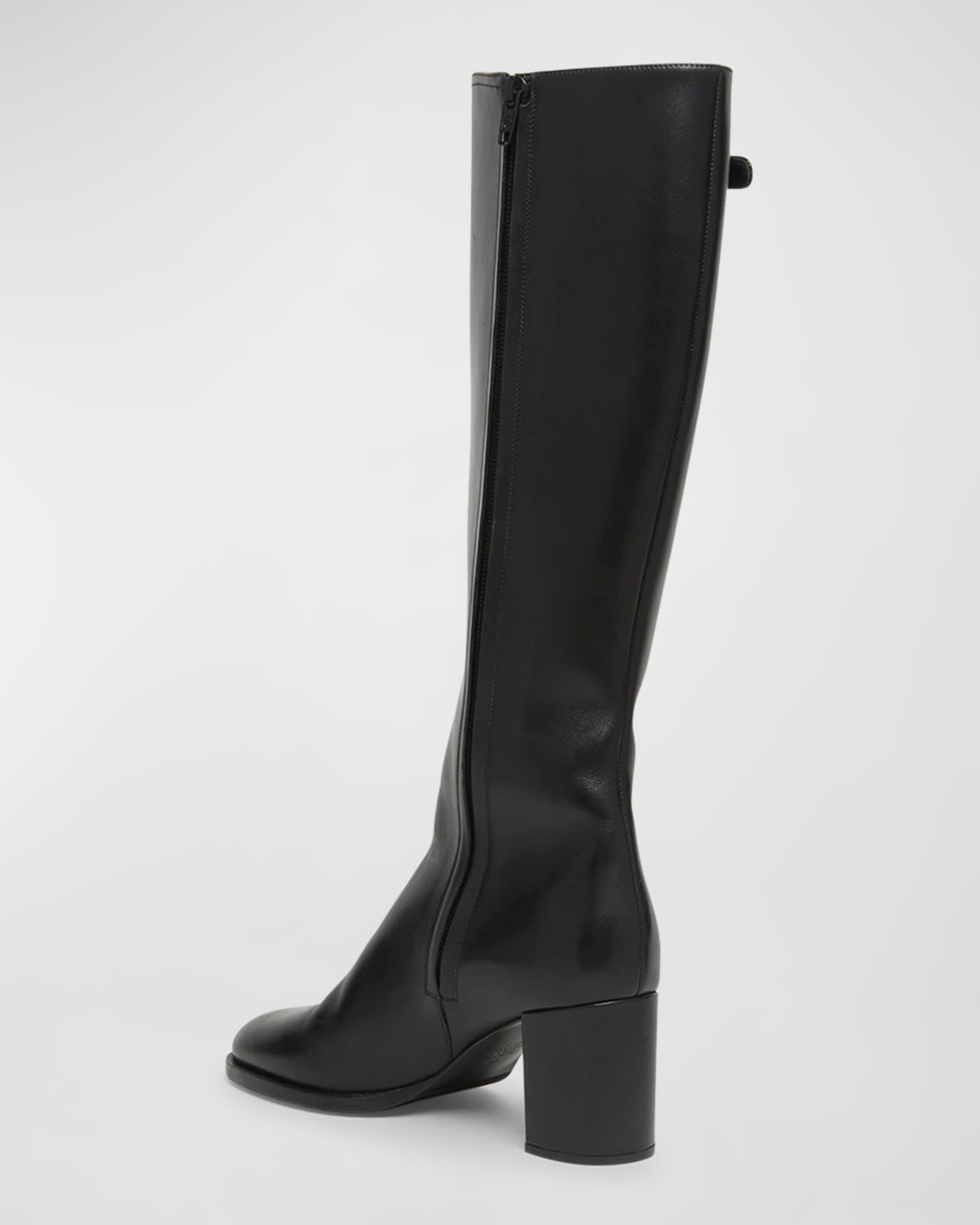Leather Knee High Boots with V Logo Product Image
