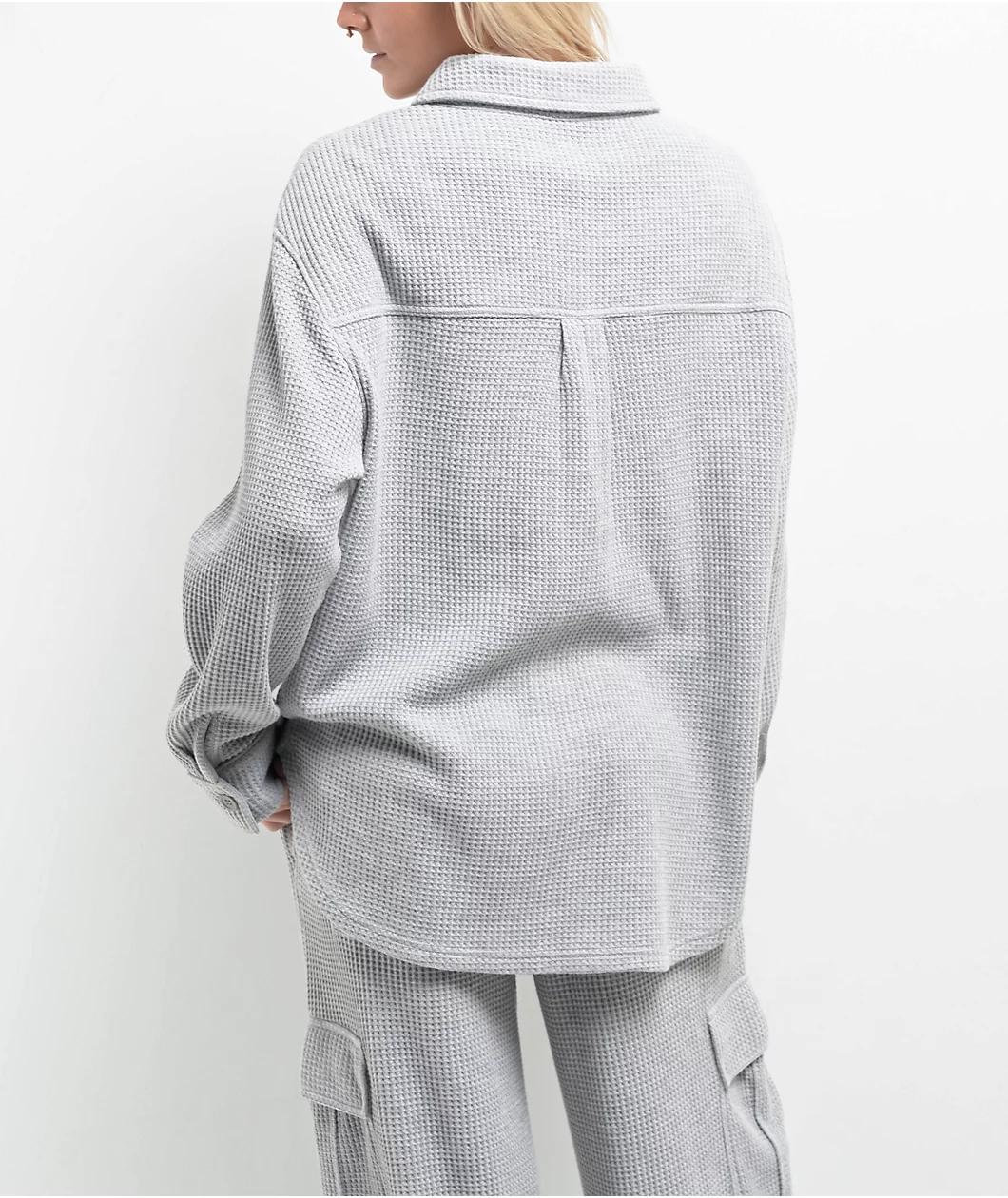 Freeworld Cleo Waffle Grey Flannel Shirt Product Image