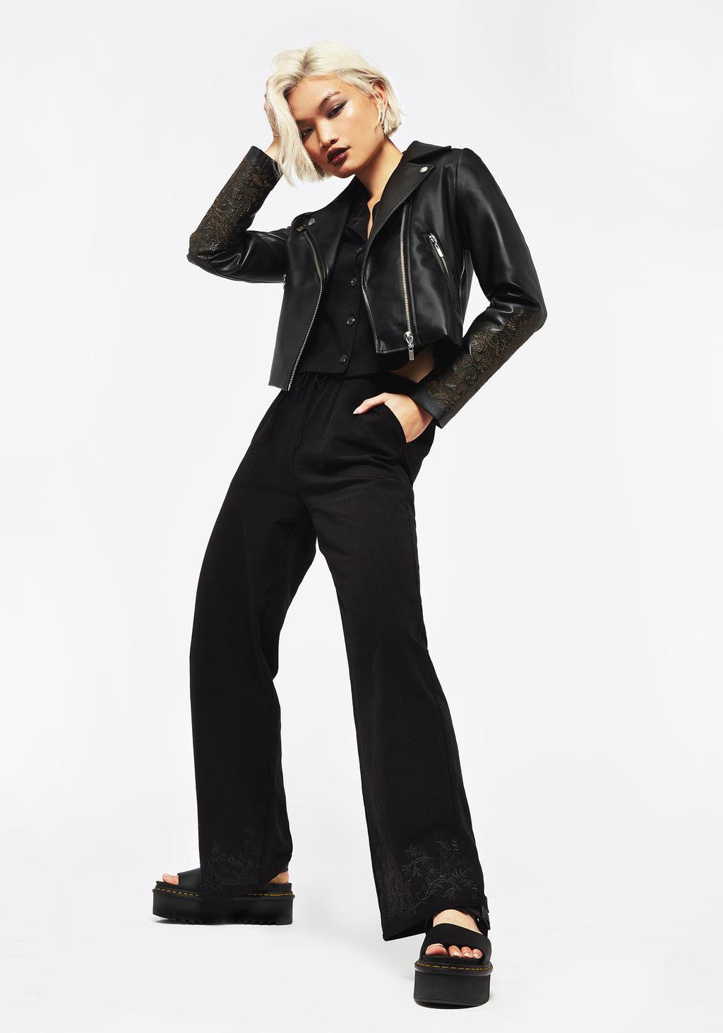 Thorell Embroidered Cotton Wide Leg Trousers Product Image