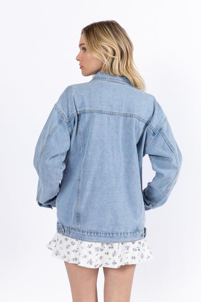 Let's Try It Light Wash Boyfriend Denim Jacket FINAL SALE Product Image