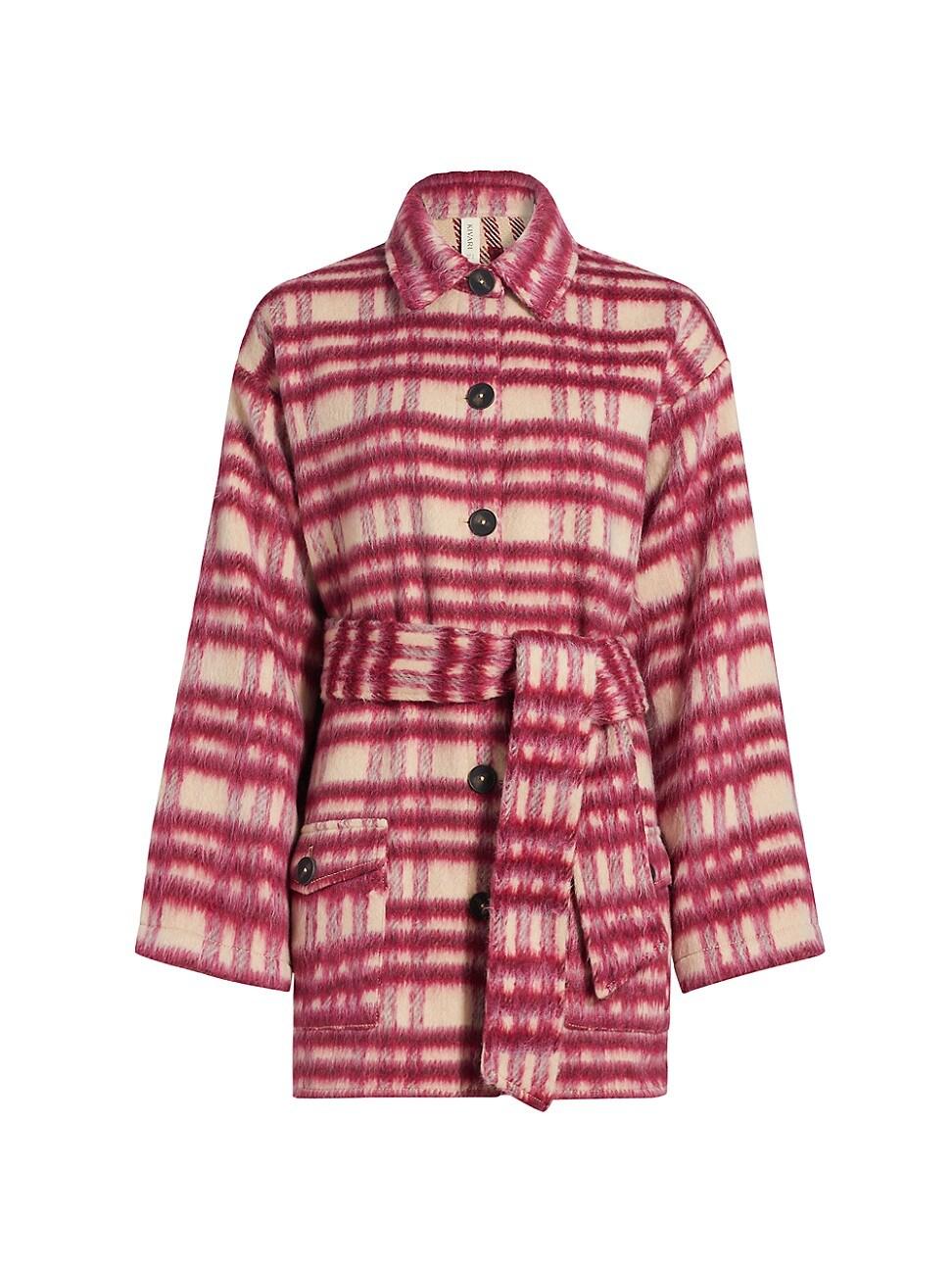 Womens Kinley Belted Glen Plaid Coat Product Image