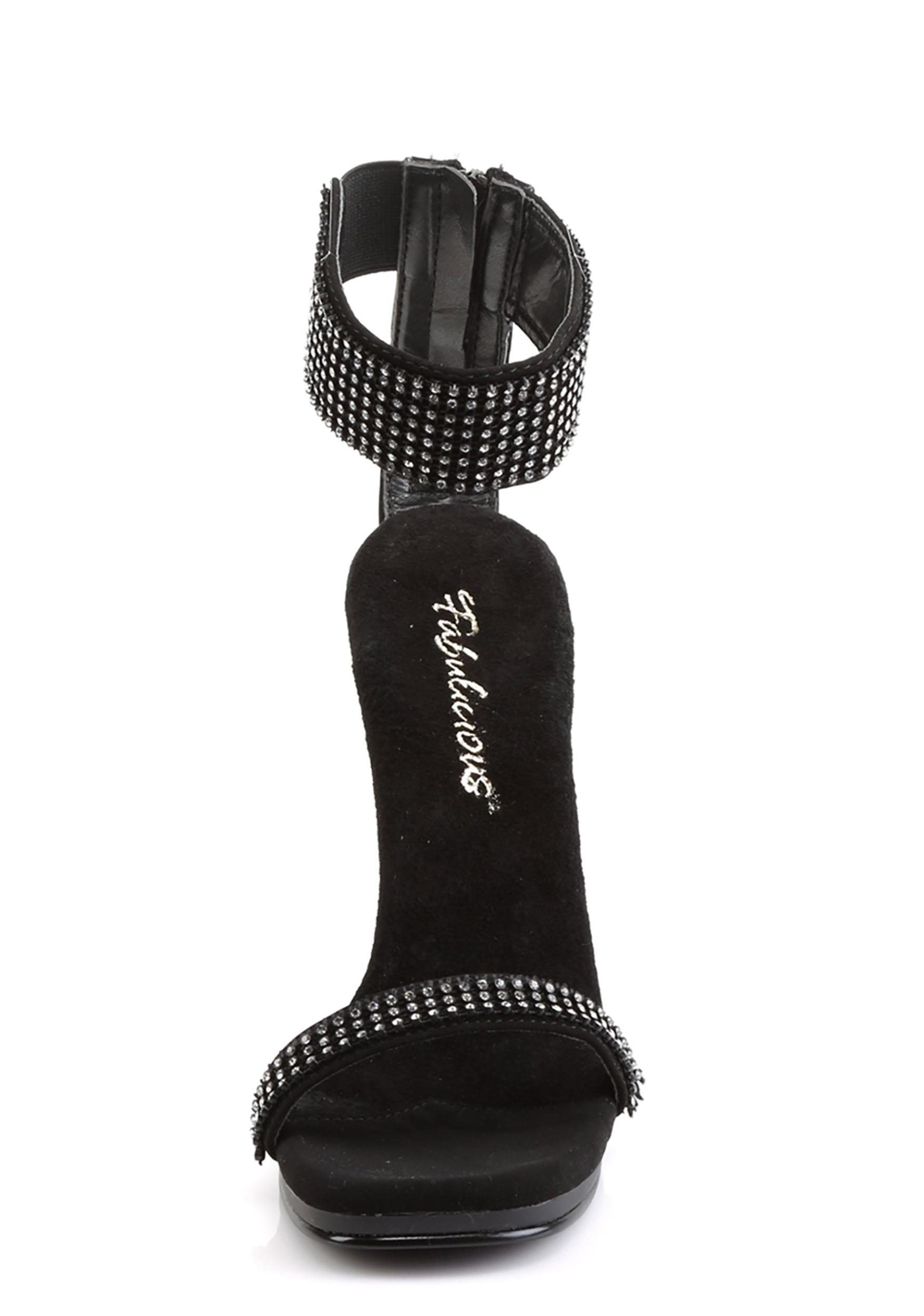 Fabulicious Chic-40 Rhinestone Heels - Black Product Image