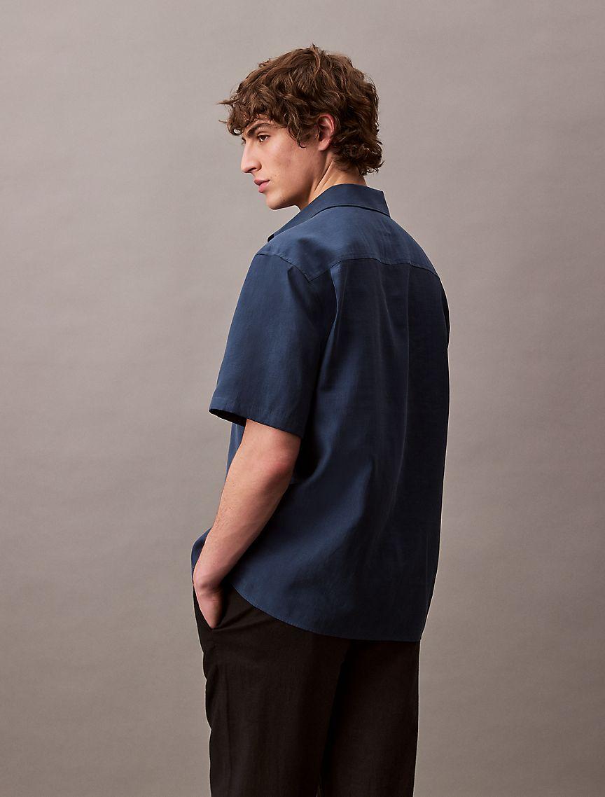 Lyocell Blend Relaxed Button-Down Shirt Product Image