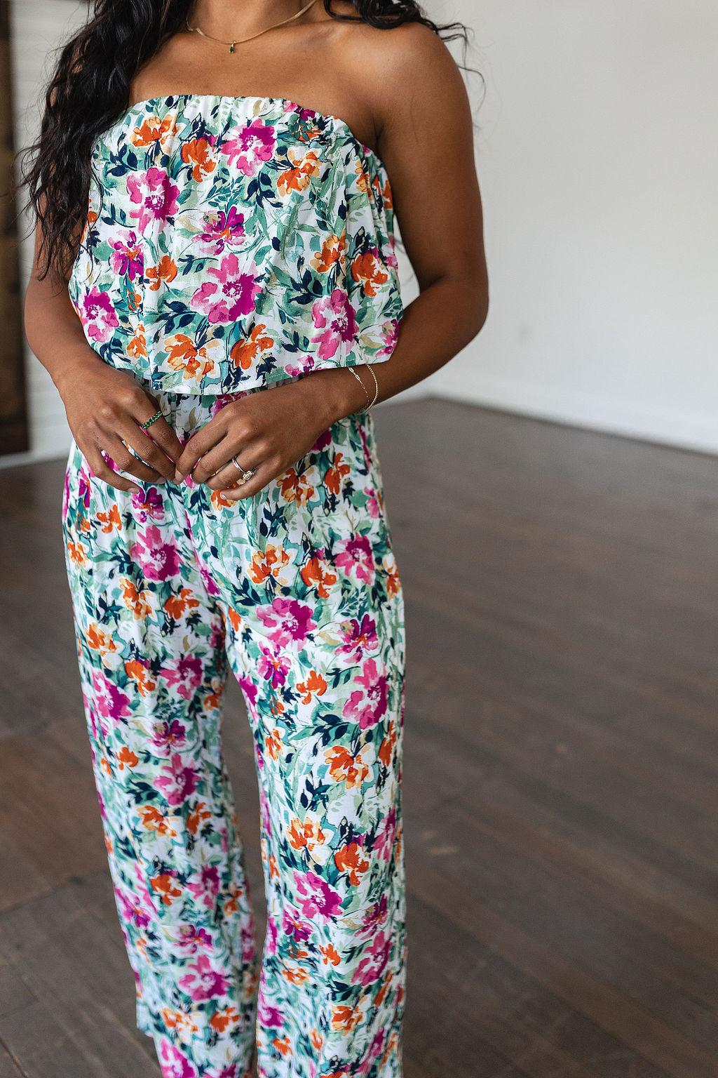 Life of the Party Floral Jumpsuit in Green Product Image