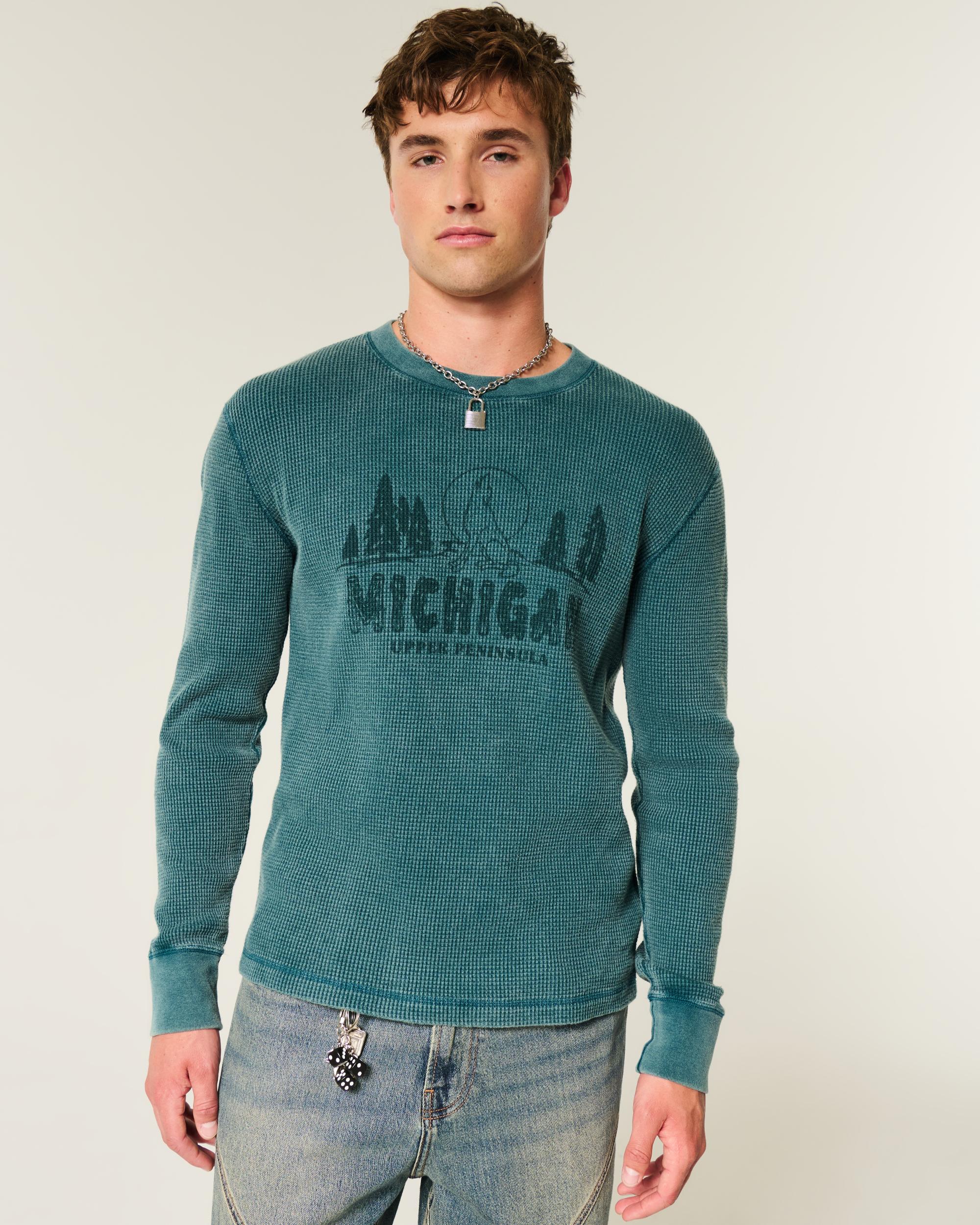 Long-Sleeve Waffle Michigan Graphic Tee Product Image
