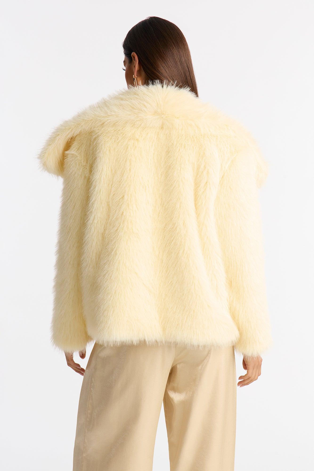 Winter Party Faux Fur Coat - Yellow Female Product Image