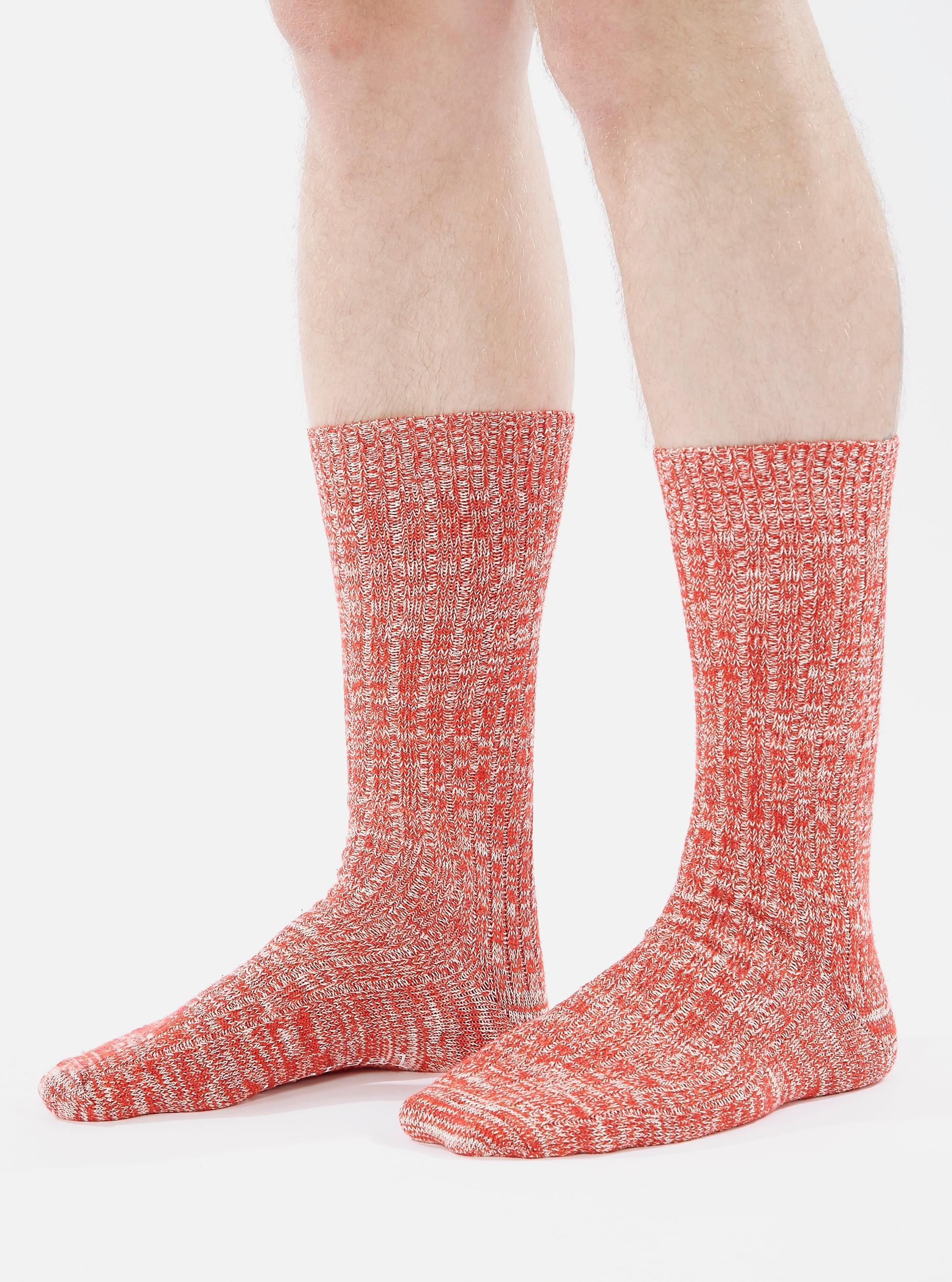 Red Slub Knit Slub Sock Product Image
