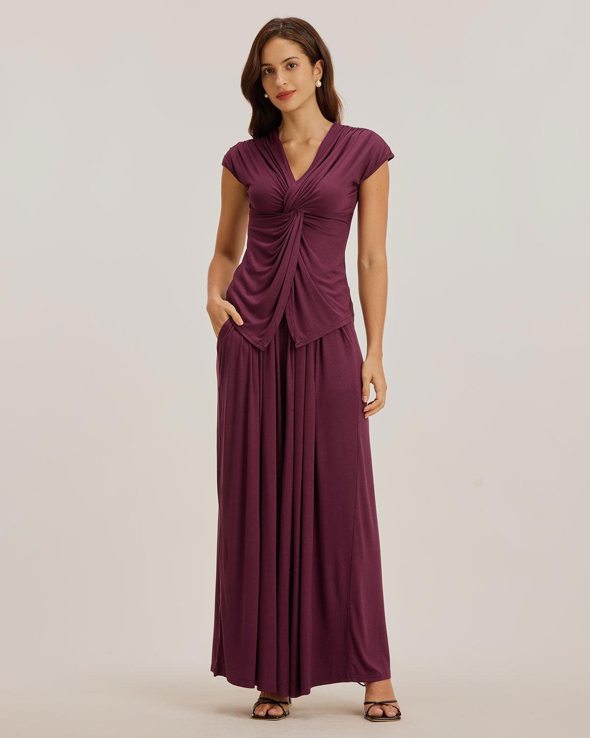 Purple Wide Leg Pants Sets Product Image