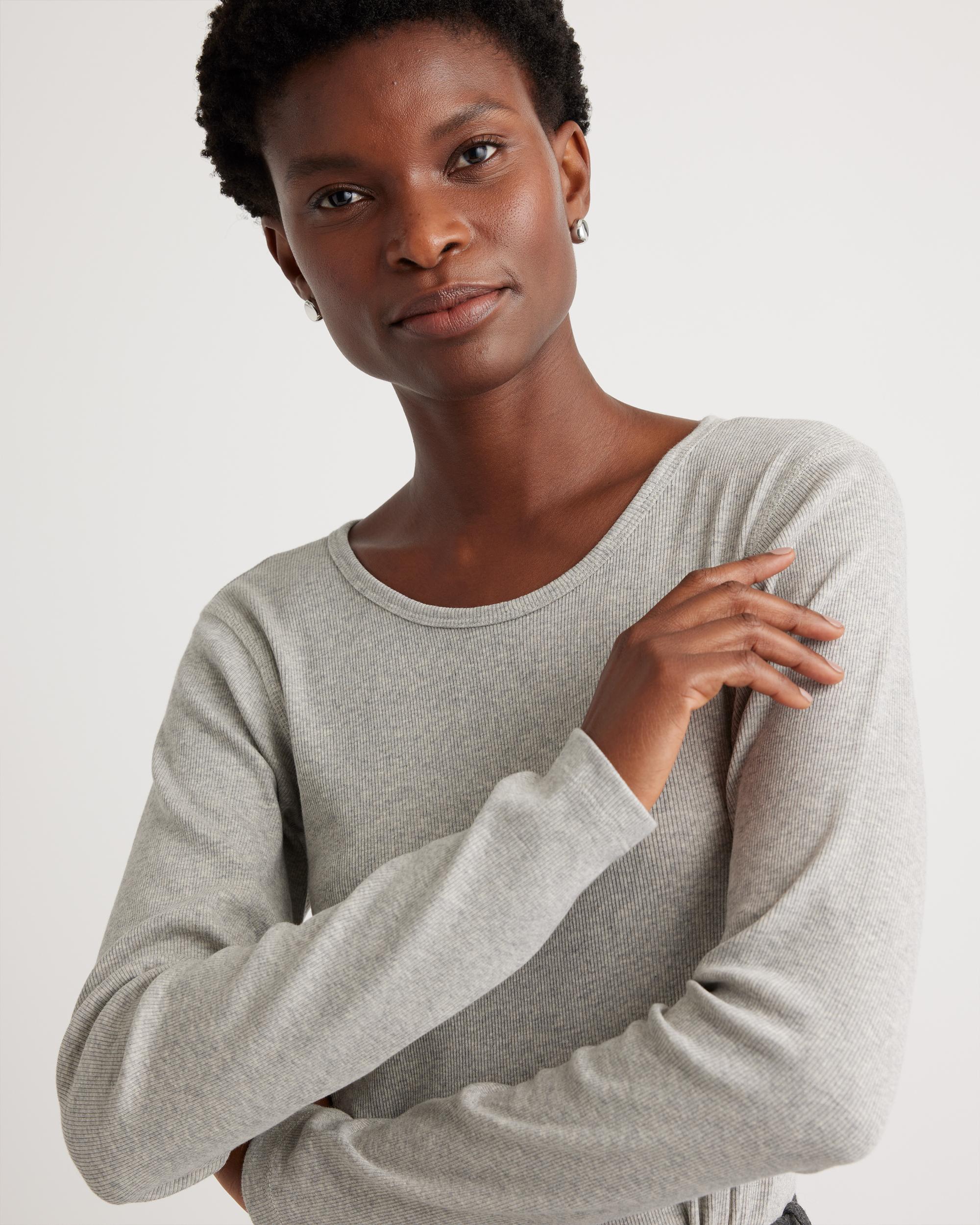 Quince | Women's Micro-Rib Long Sleeve T-Shirt Size XL, Organic Cotton Product Image
