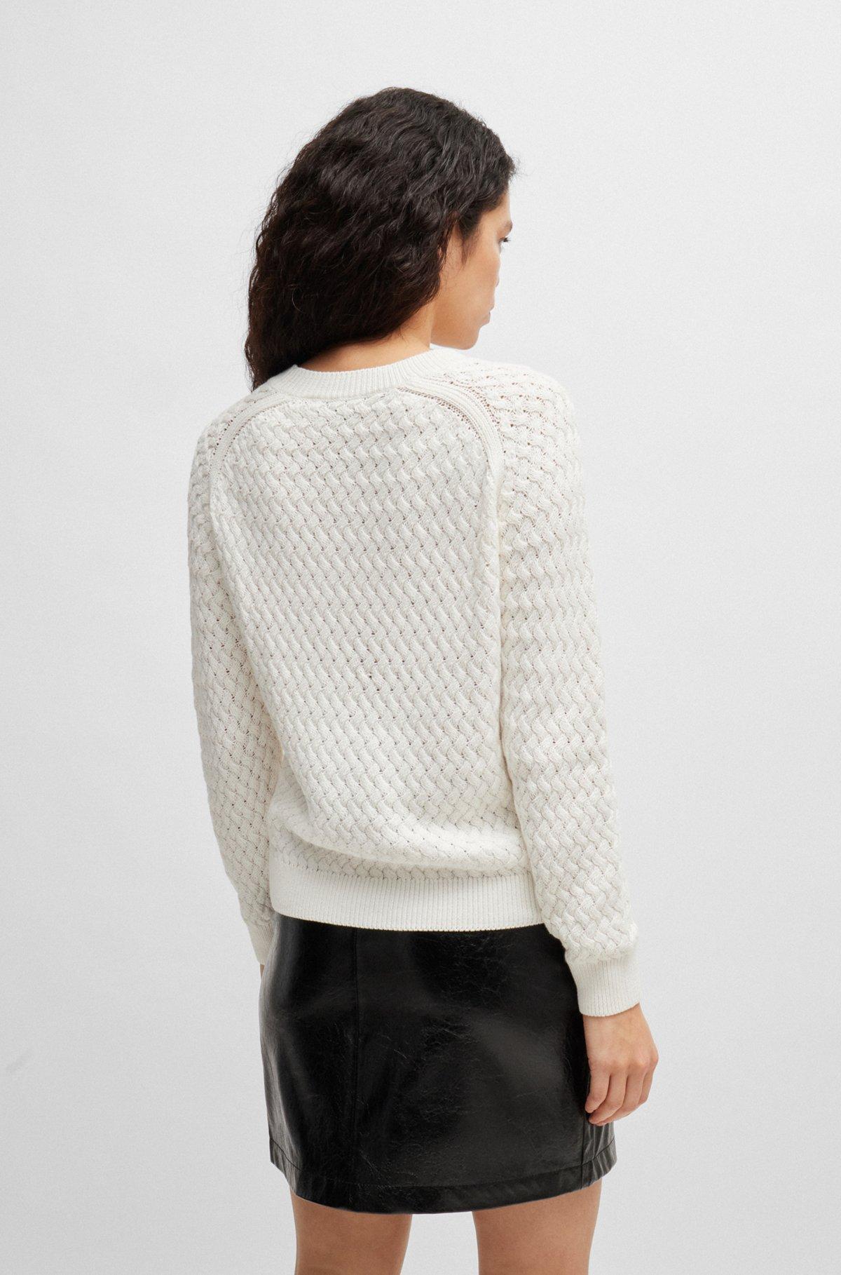 Cotton sweater with mixed structures Product Image