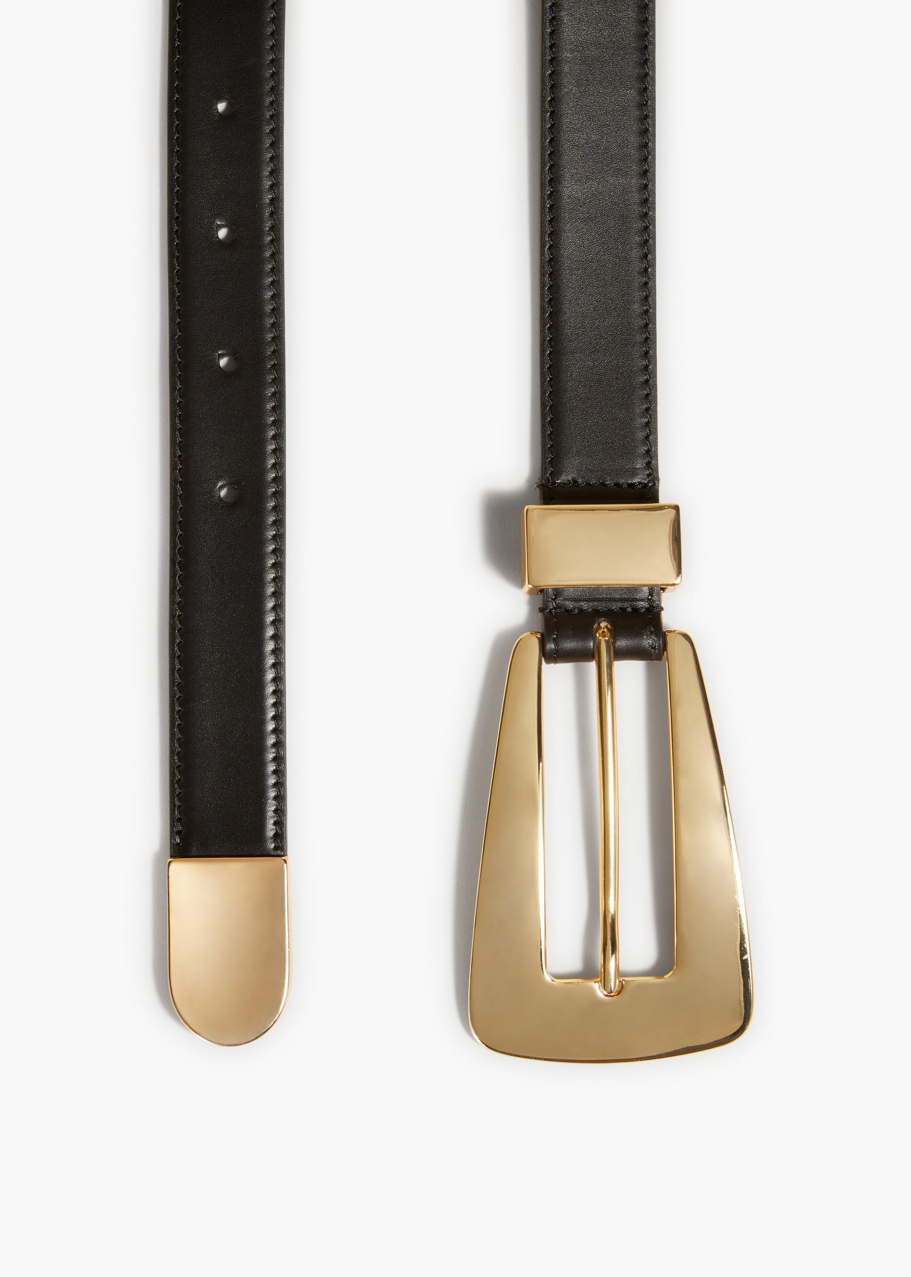 Lucca Belt in Black Leather with Gold Product Image