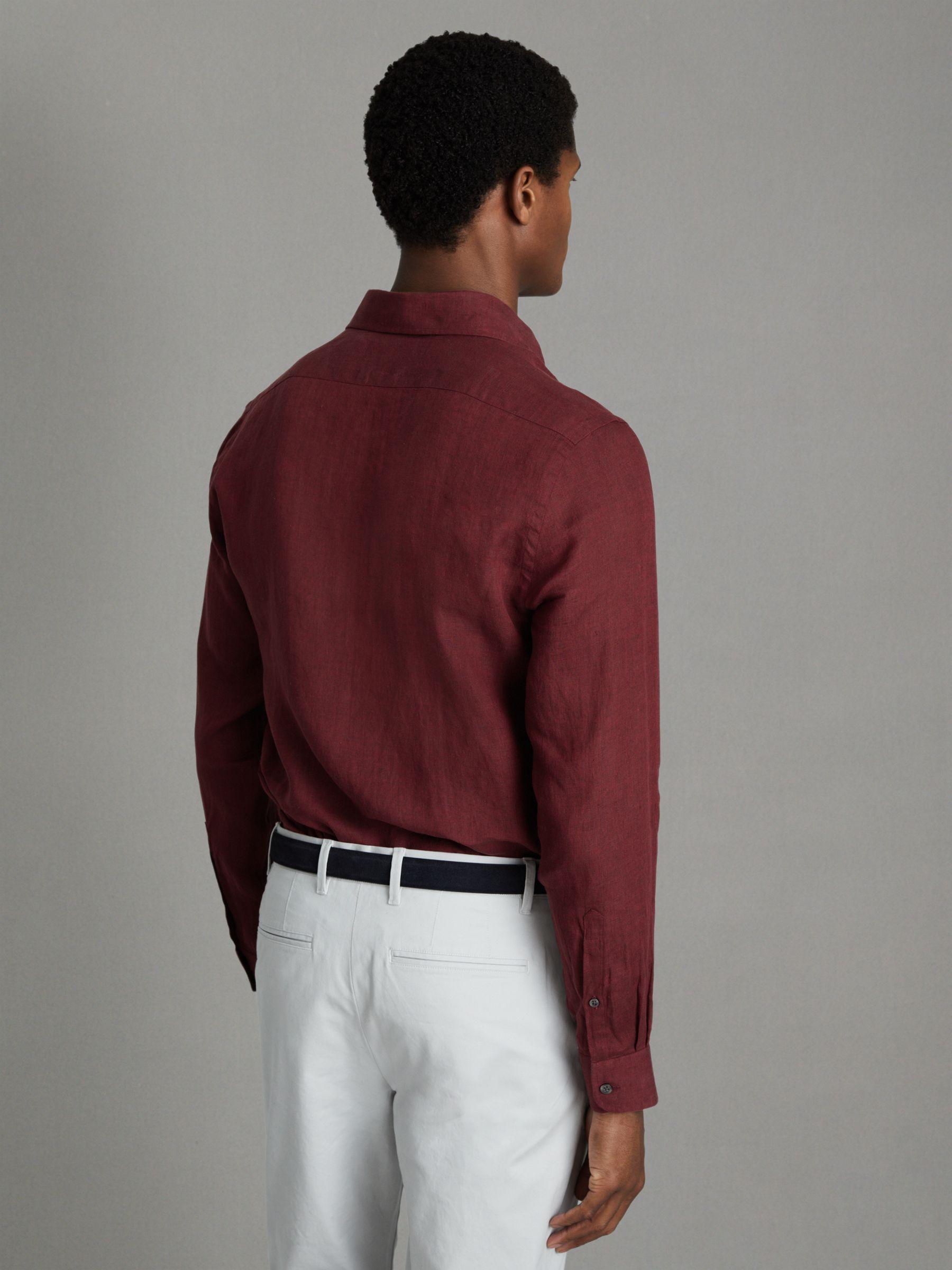 Linen Button-Through Shirt in Pecan Brown Product Image