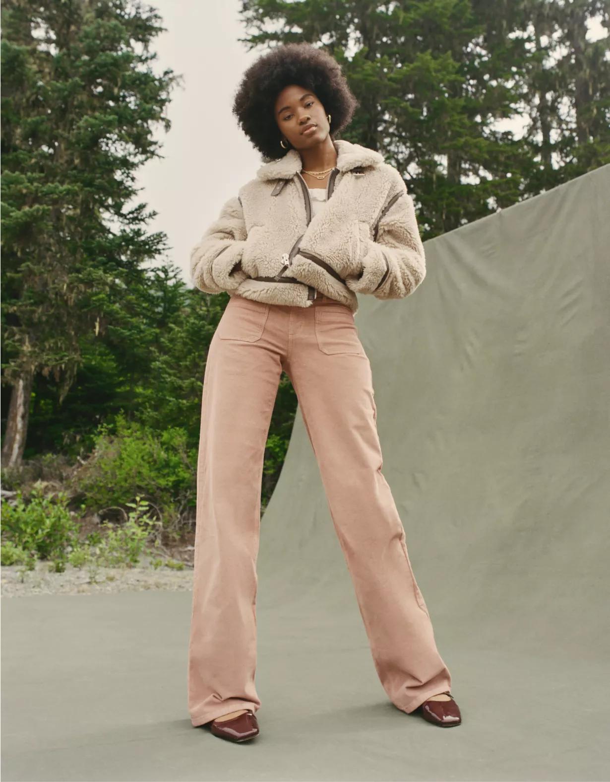 AE Stretch Corduroy Low-Rise Baggy Wide-Leg Pant Product Image