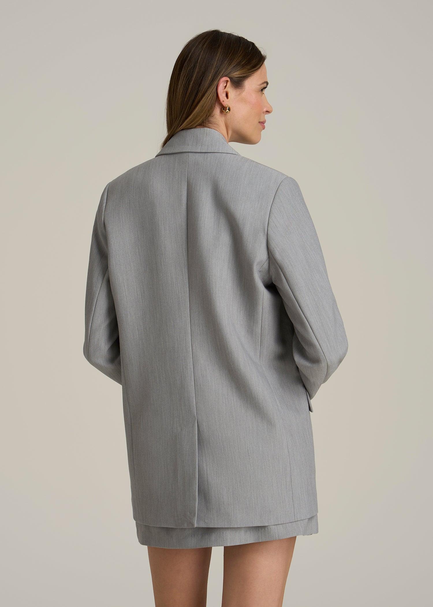 Boyfriend Fit Single-Button Blazer for Tall Women in Ash Grey Mix Female Product Image