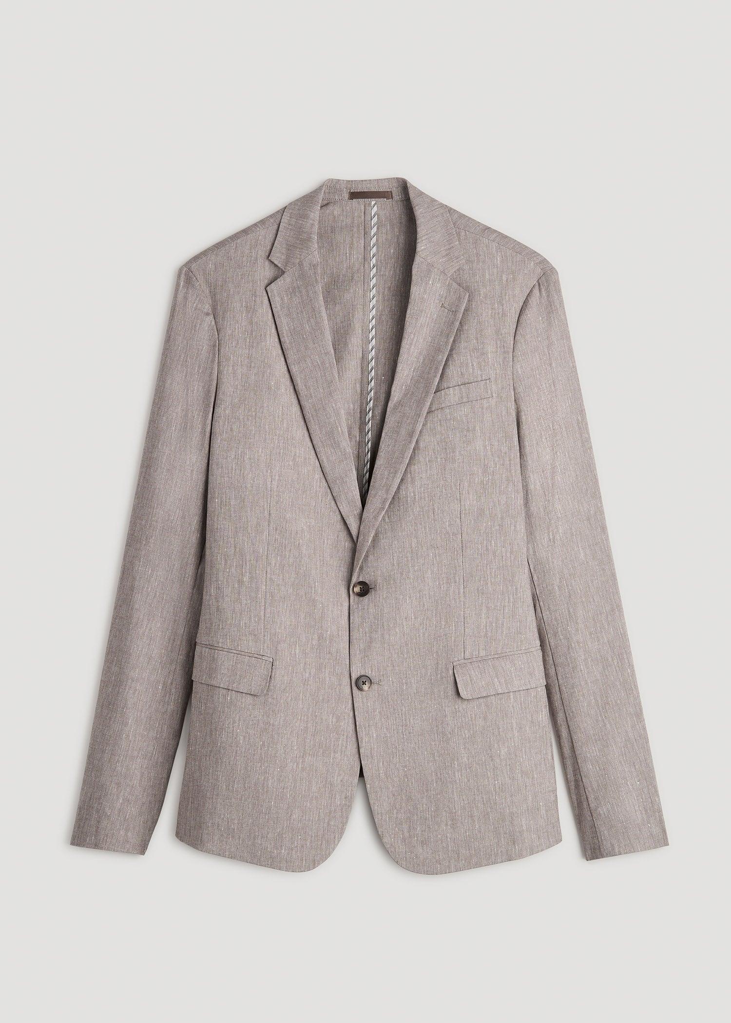 Stretch Linen Blazer for Tall Men in Brown Linen Male Product Image
